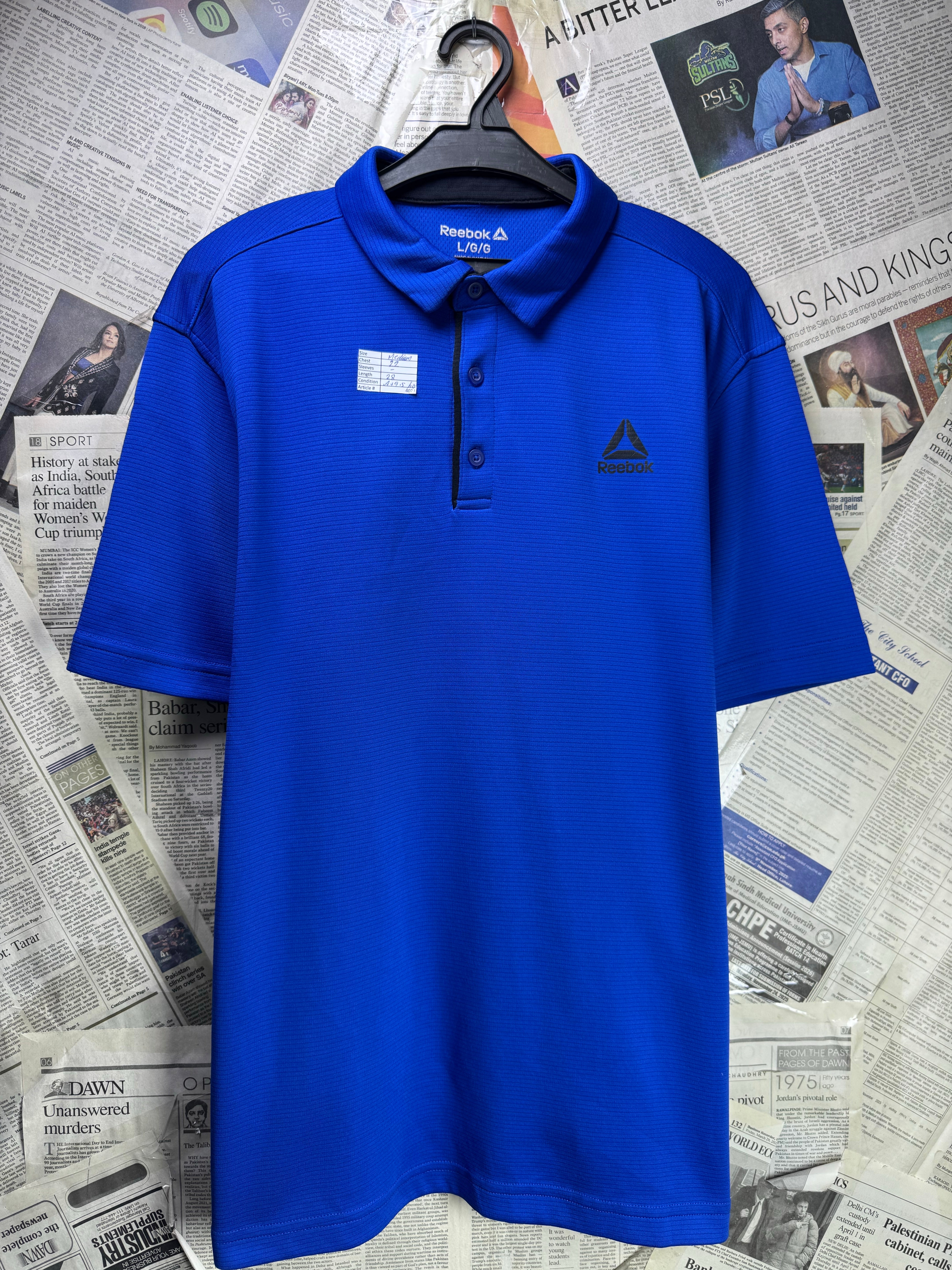 Reebok® Medium | Chest: 22" | Royal Blue | Sports Polo | Poly | 4023 - Genuine Maal
