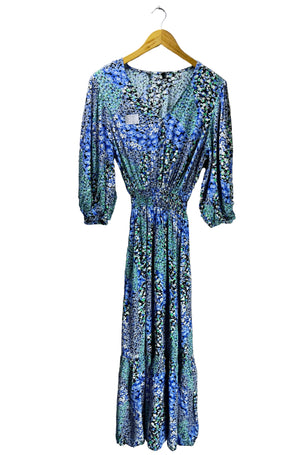 ® XS | Bust: 17" | Abstract Bloom | Maxi Dress | B4 - 5456 - Genuine Maal