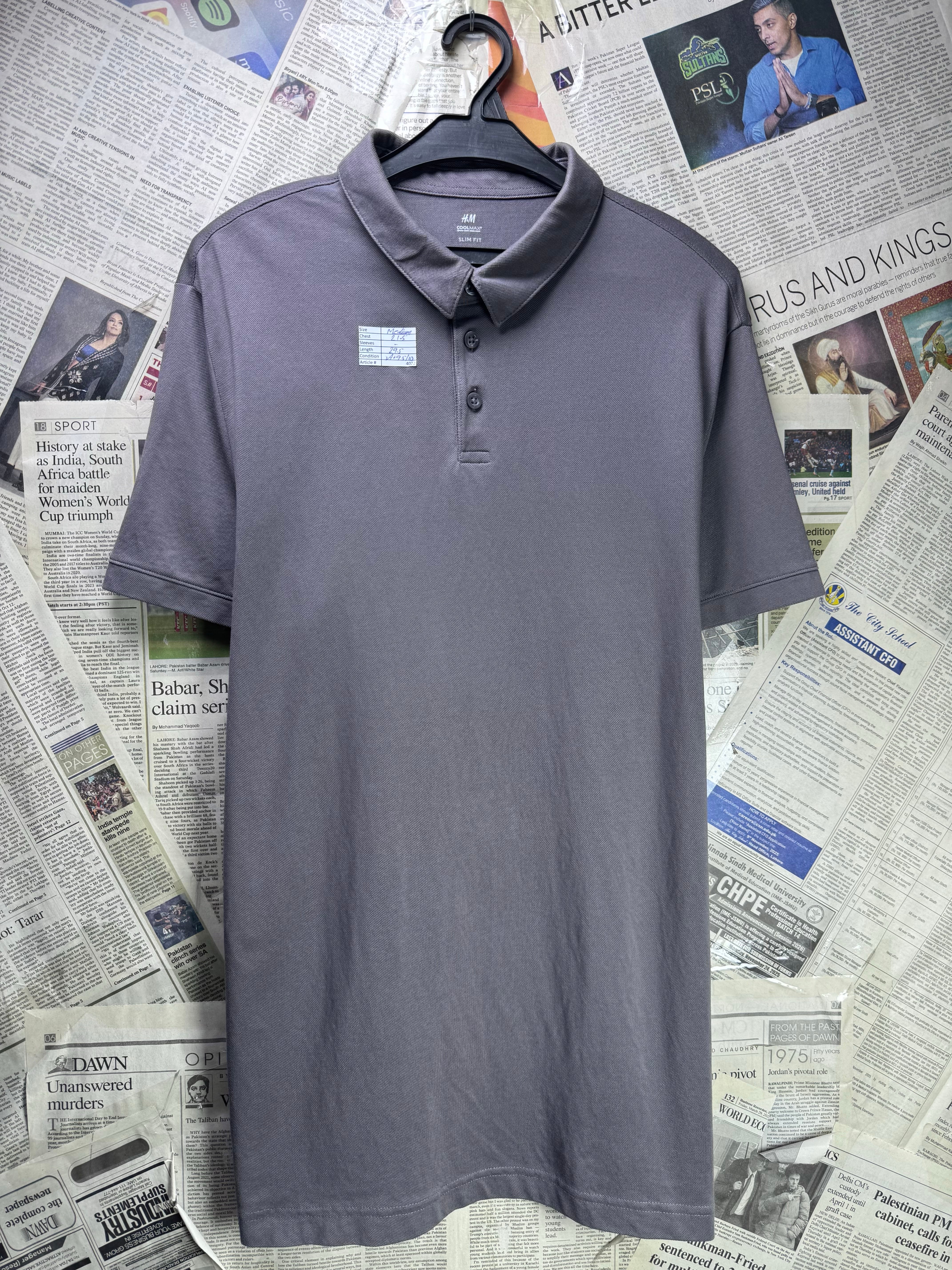 H&M® Medium | Chest: 21.5" | Grey | Polo | Cotton - Poly | 4022 - Genuine Maal
