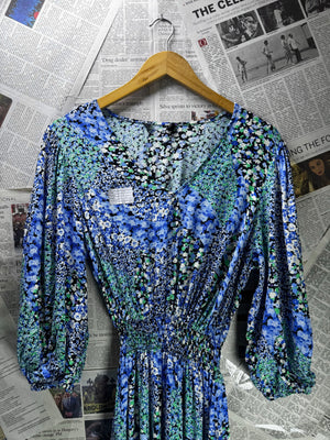 ® XS | Bust: 17" | Abstract Bloom | Maxi Dress | B4 - 5456 - Genuine Maal