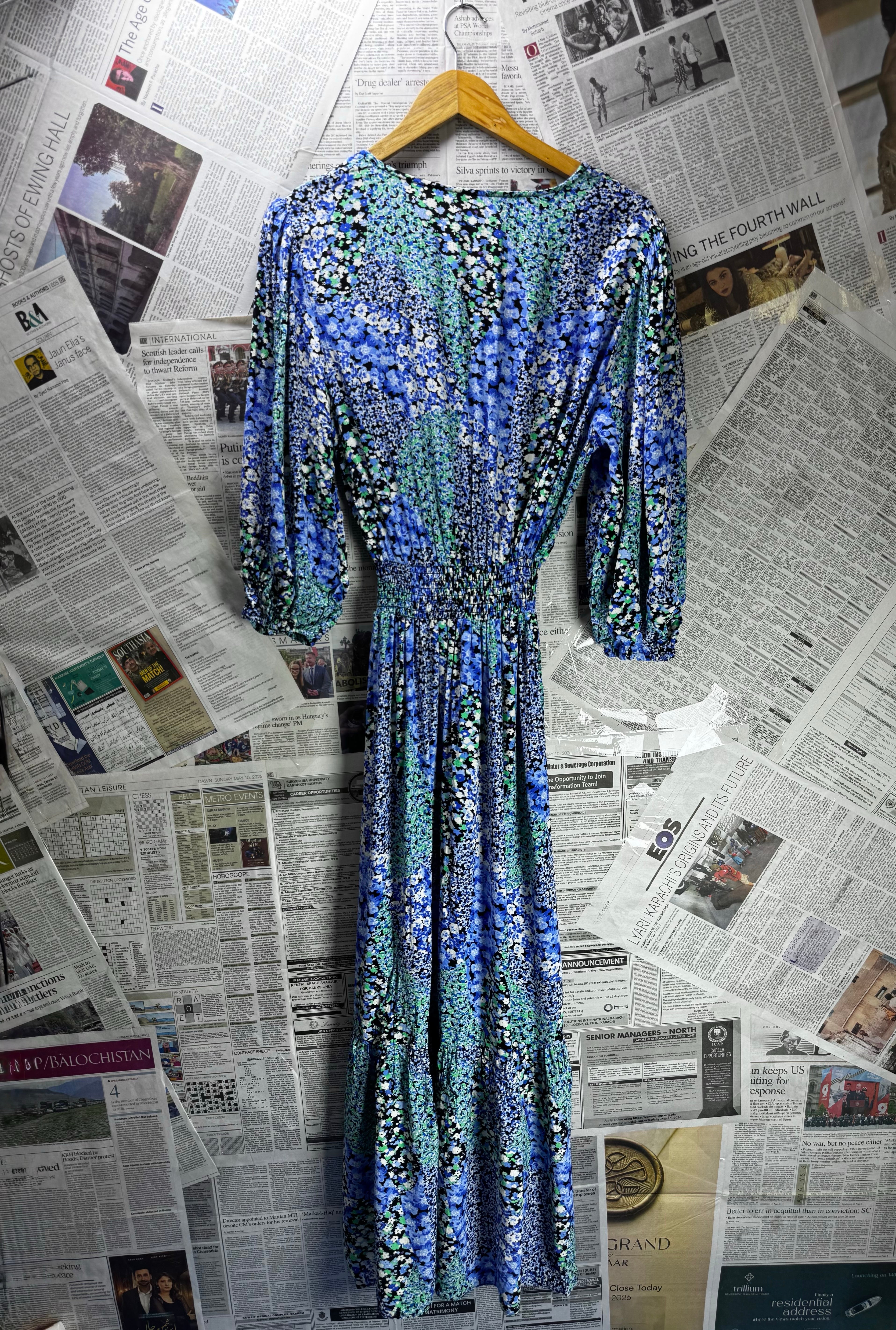 ® XS | Bust: 17" | Abstract Bloom | Maxi Dress | B4 - 5456 - Genuine Maal