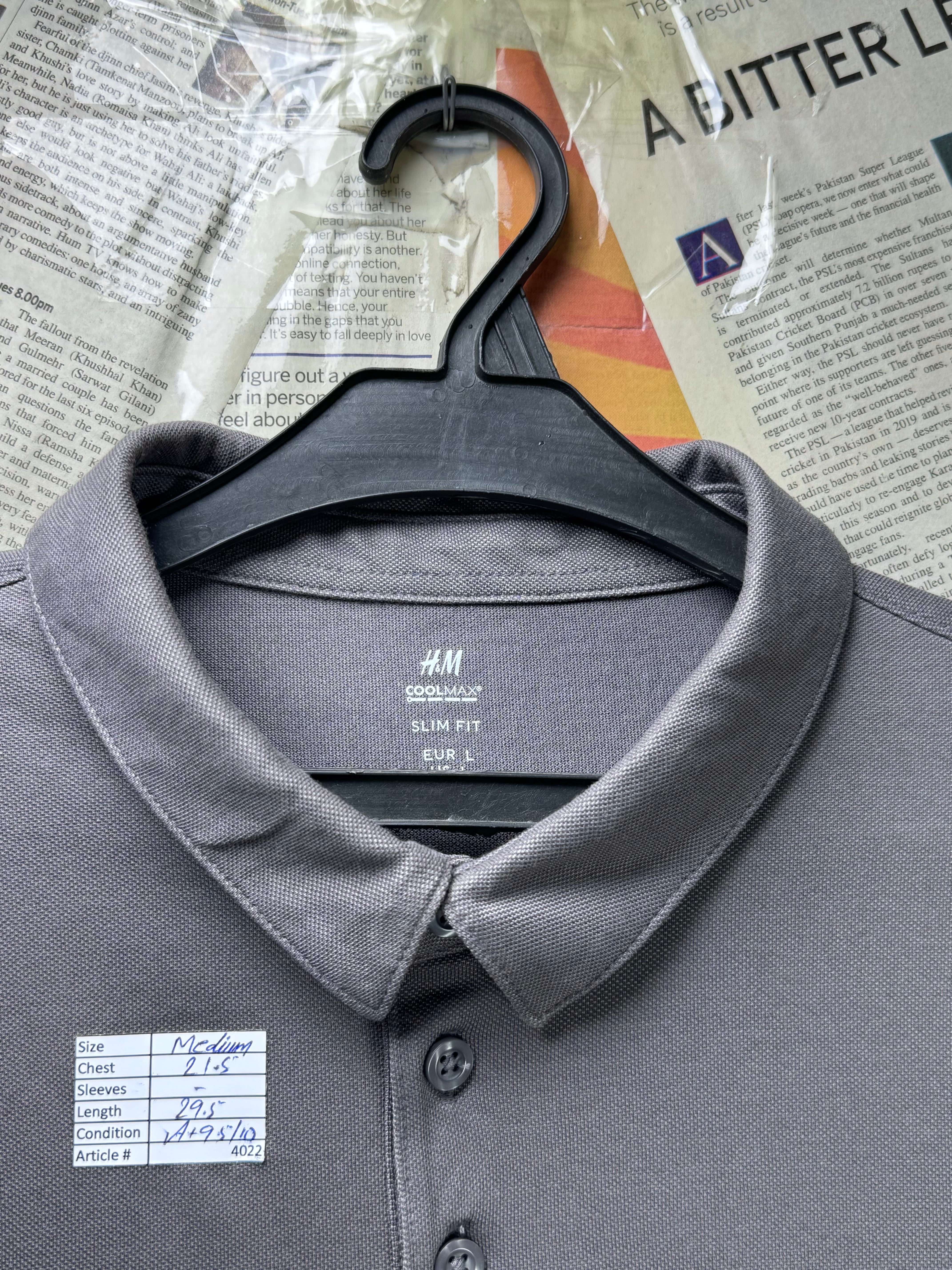 H&M® Medium | Chest: 21.5" | Grey | Polo | Cotton - Poly | 4022 - Genuine Maal