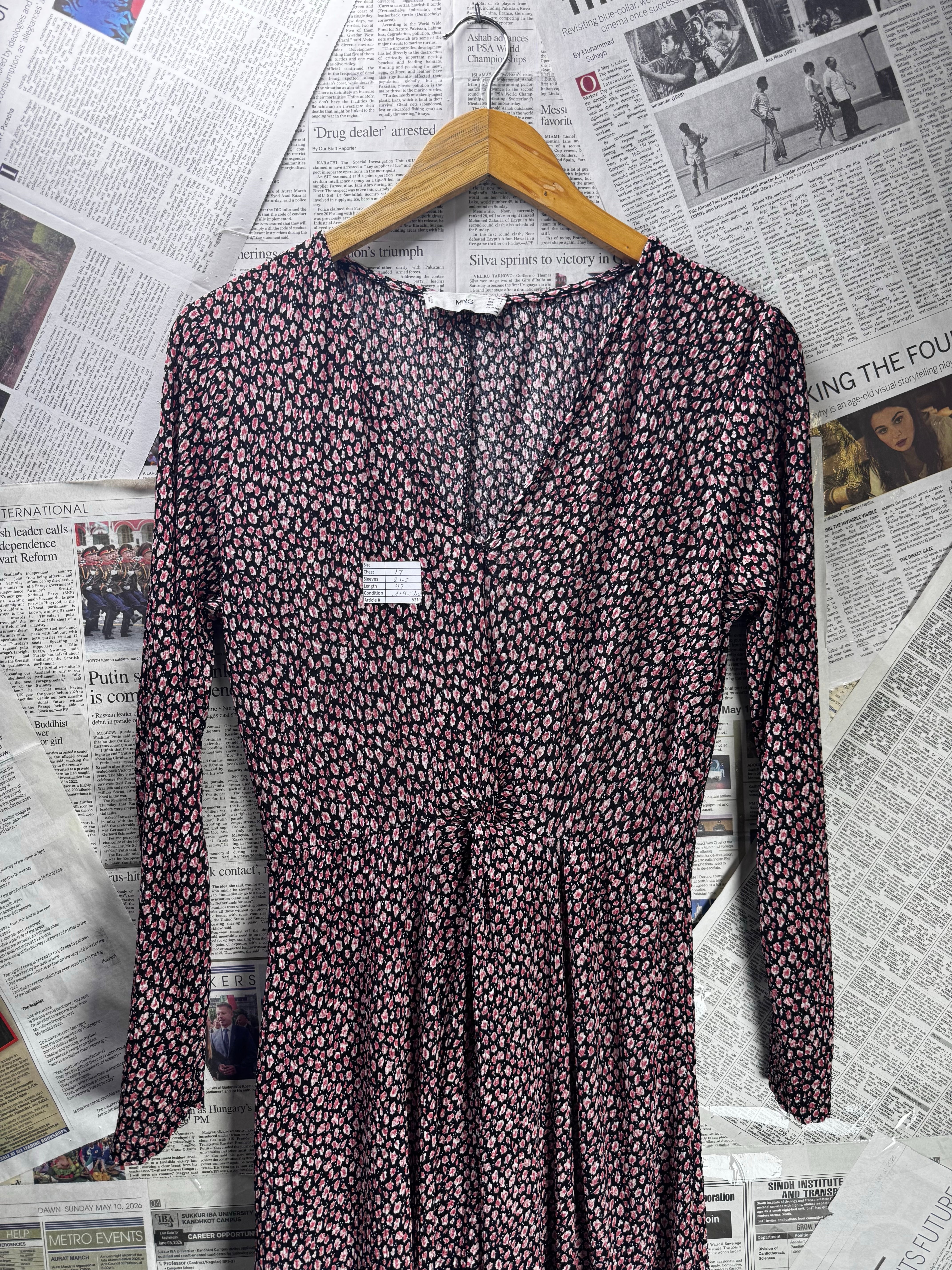Mango® XS | Bust: 17" | Micro - Floral | Maxi Dress | B4 - 5210 - Genuine Maal