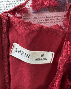 Shein® XS | Bust: 17" | Textured Floral Lace - Appliqué | Midi Dress | B4 - 5381 - Genuine Maal