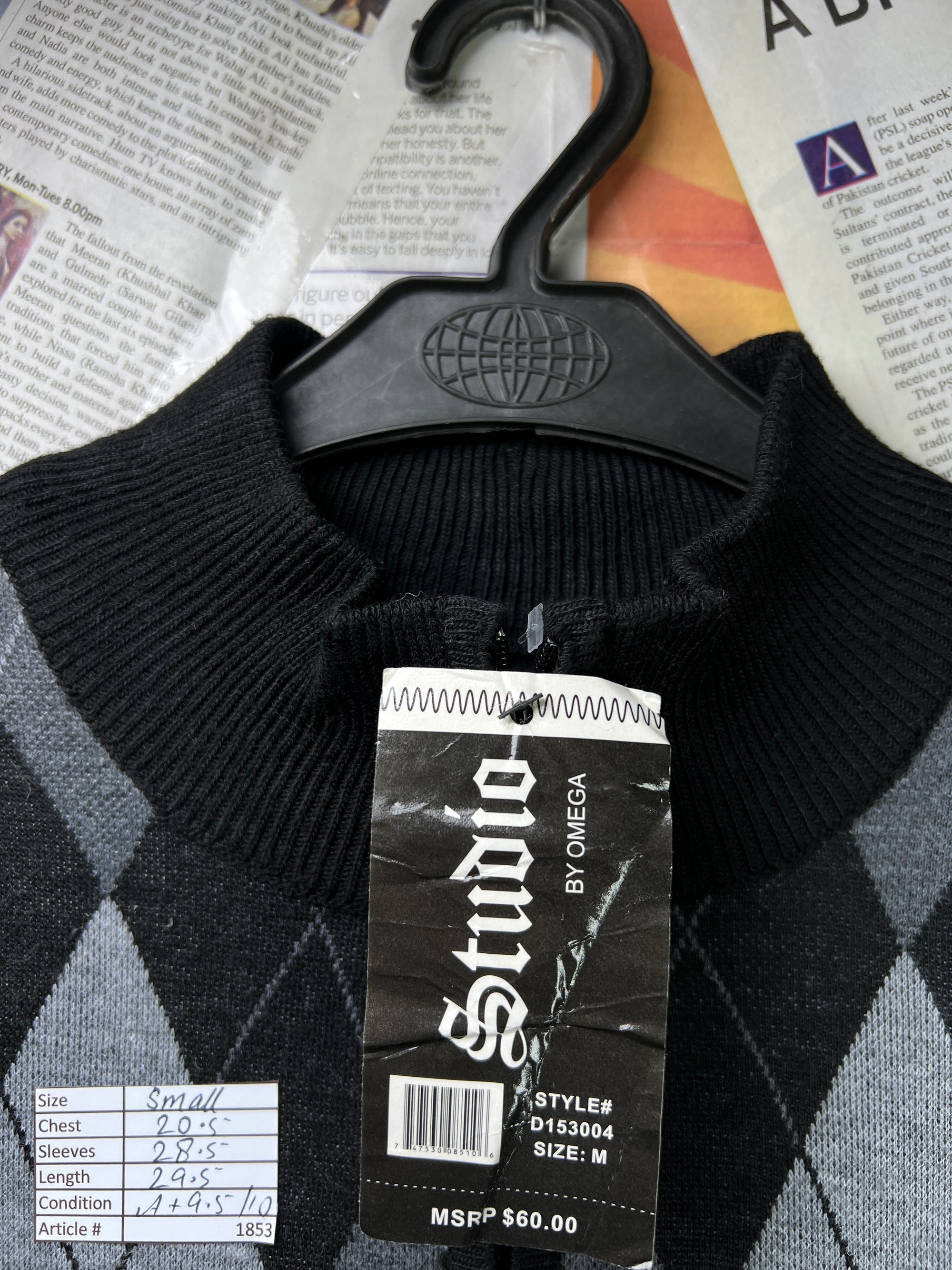 Studio® Small | Chest: 20.5" | Black | Quarter Zip Sweater | 1853 - Genuine Maal