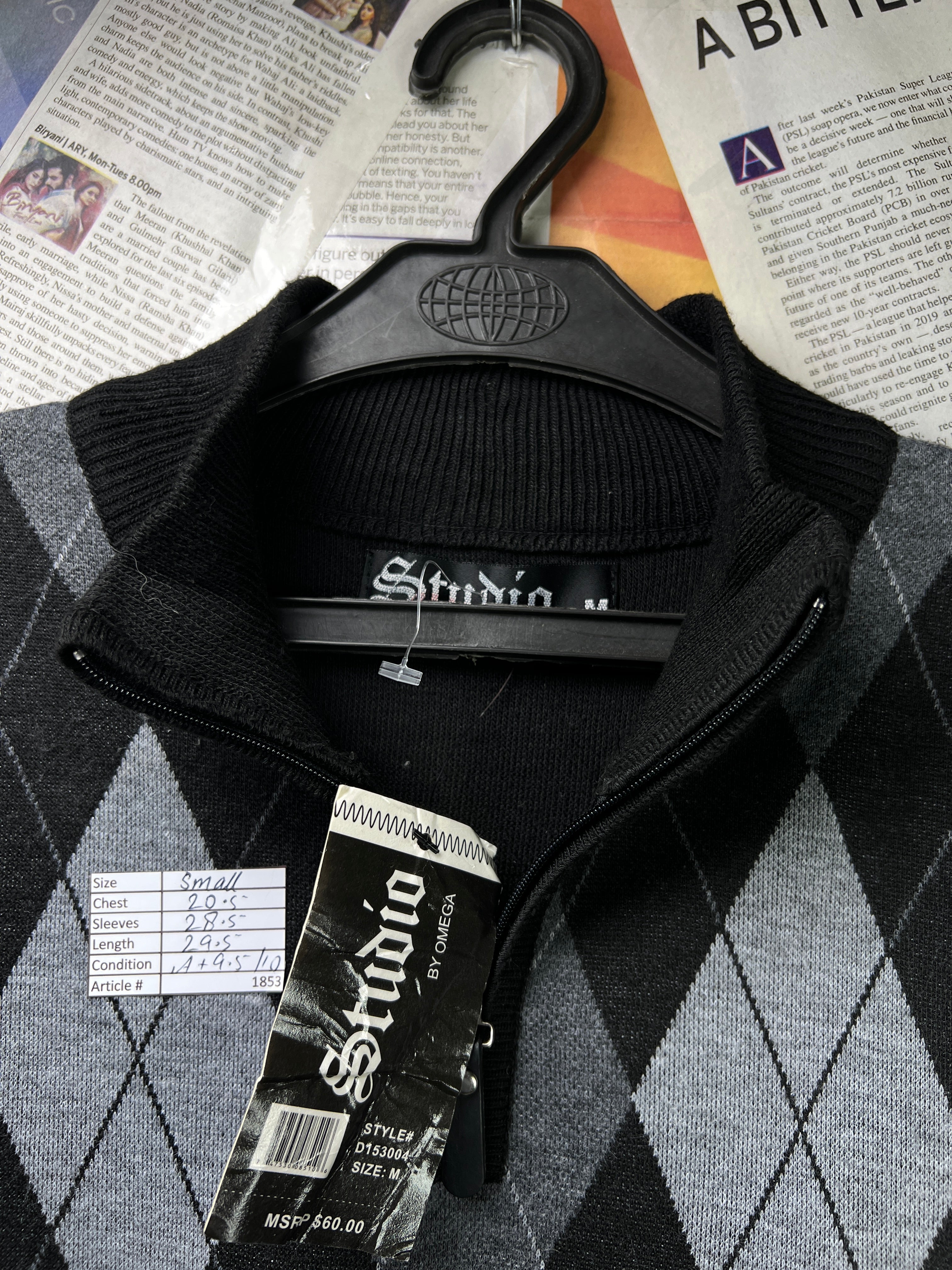 Studio® Small | Chest: 20.5" | Black | Quarter Zip Sweater | 1853 - Genuine Maal