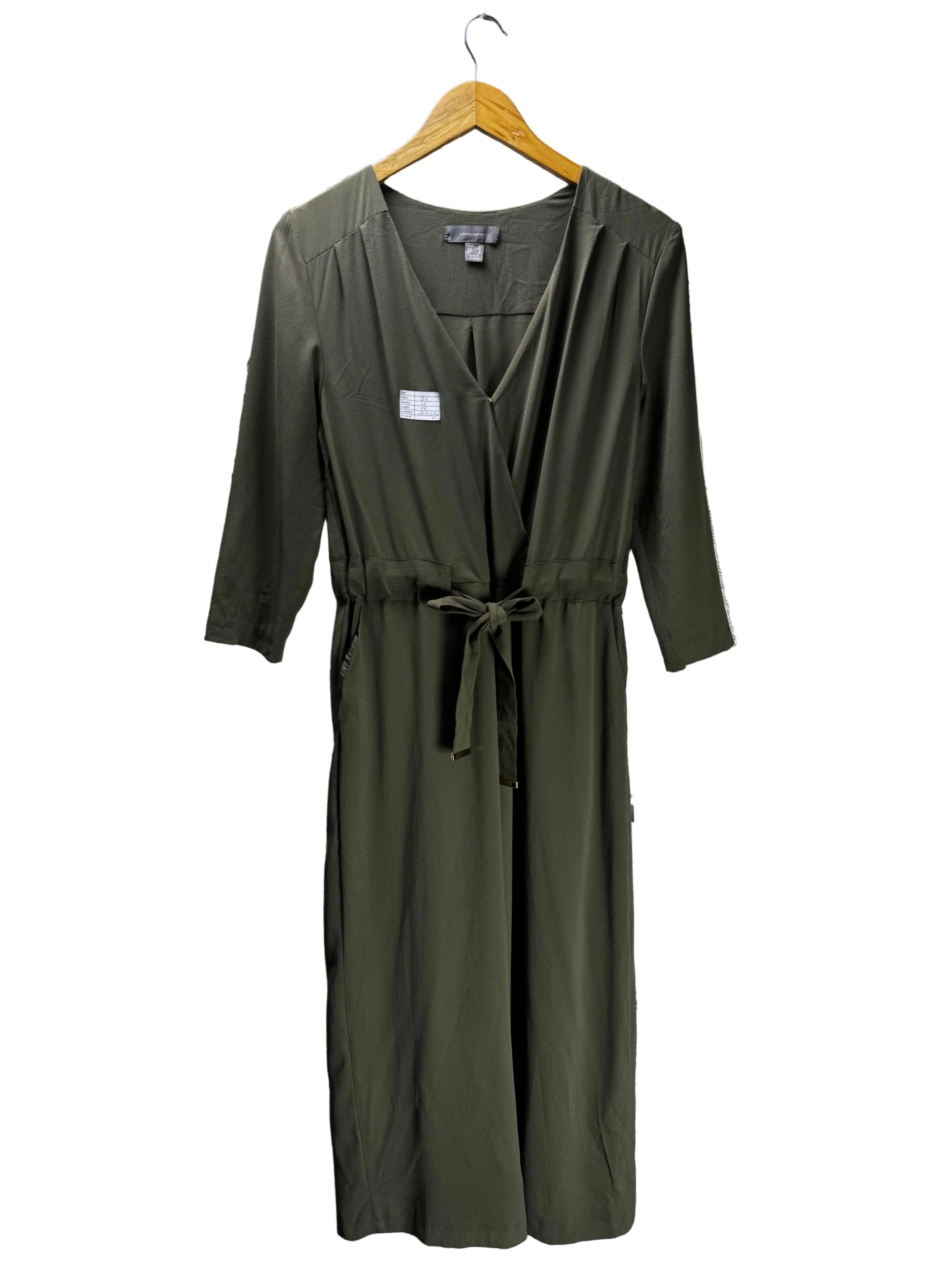Primark® Large | Bust: 20" | Solid Olive Green | Maxi Dress | B4 - 5215 - Genuine Maal