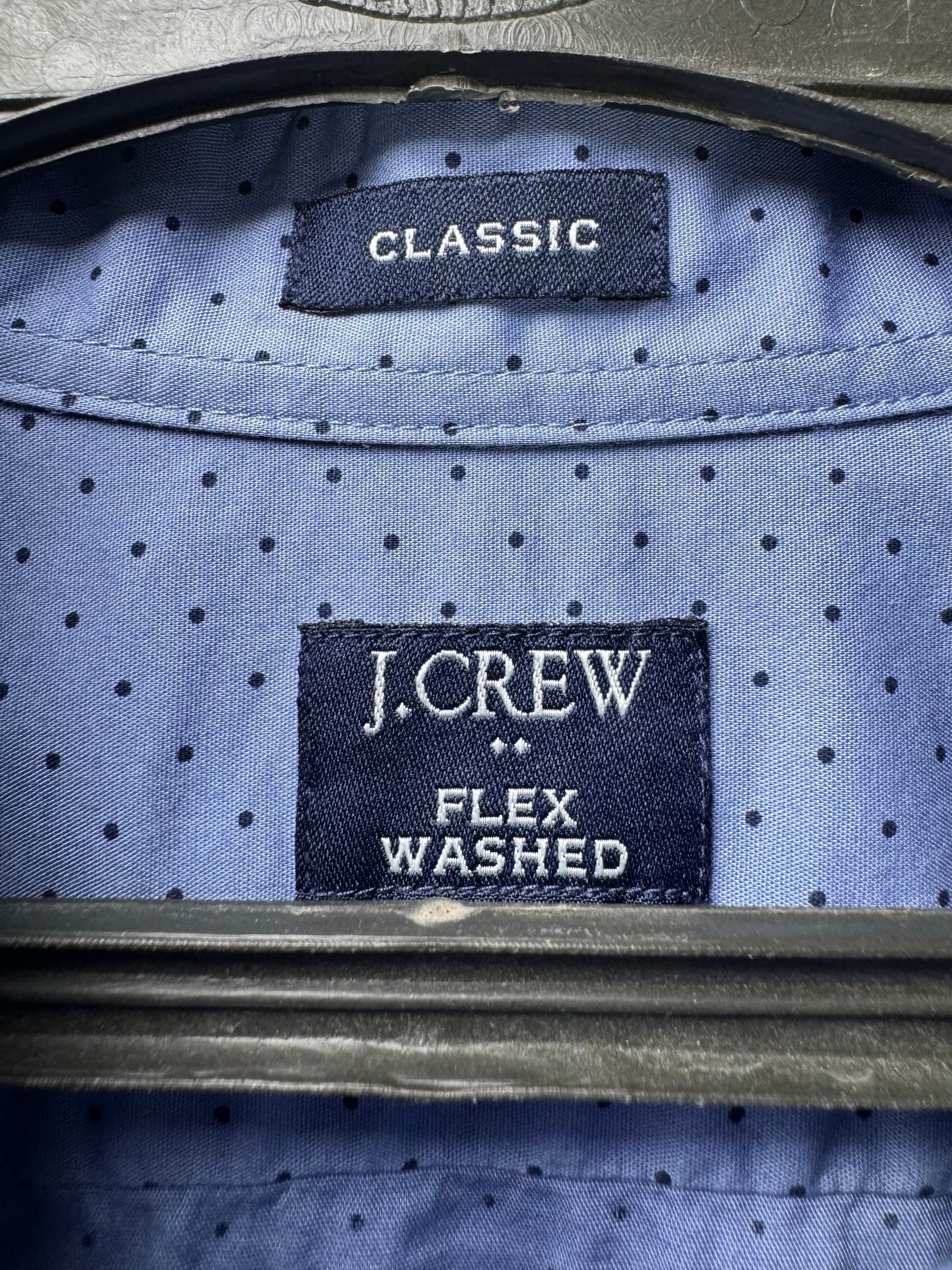 J.Crew® L/XL | Chest: 24.5" | Blue with Polka Dots | Shirt | Cotton - Elastane | 4198 - Genuine Maal