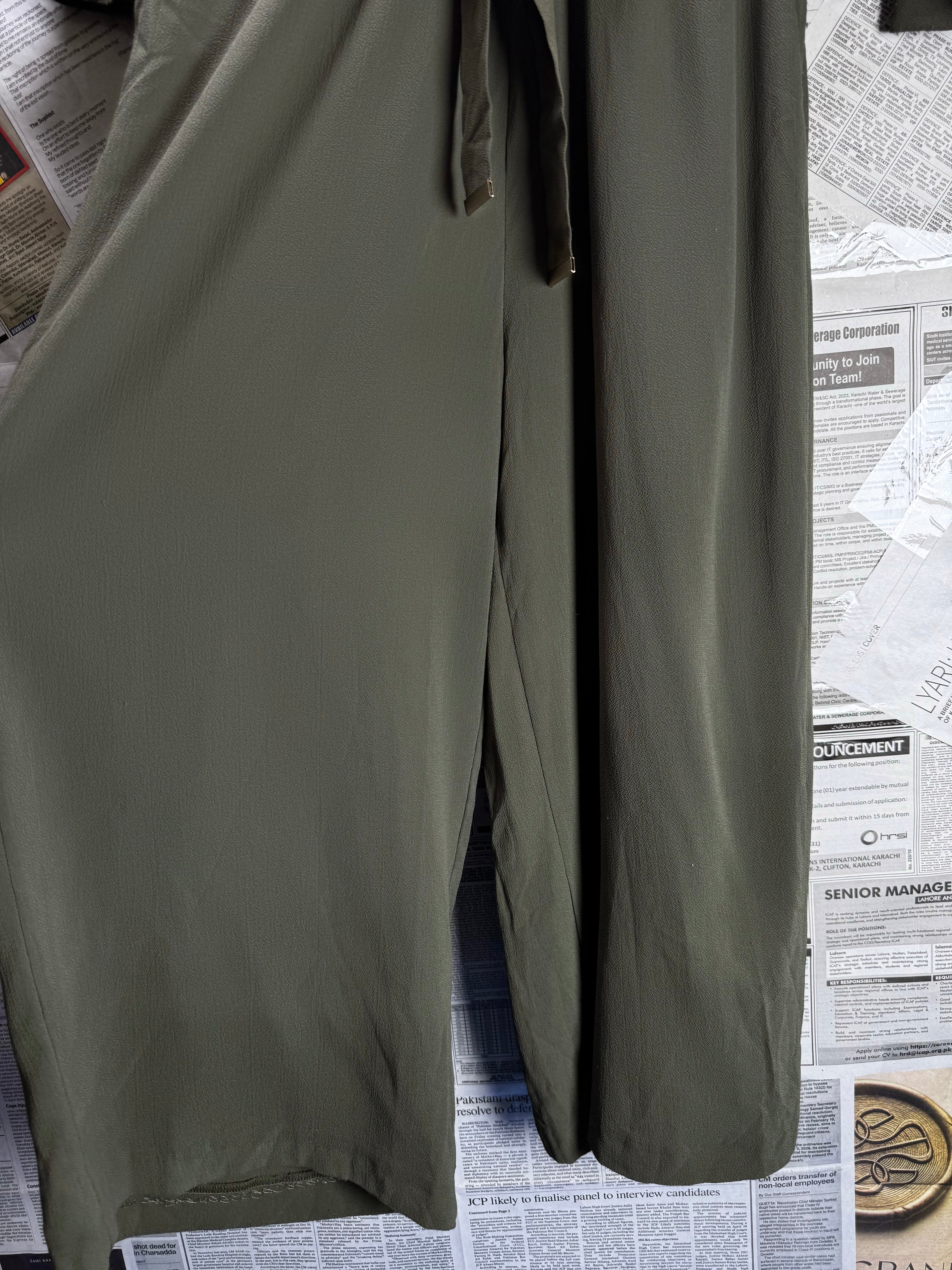 Primark® Large | Bust: 20" | Solid Olive Green | Maxi Dress | B4 - 5215 - Genuine Maal