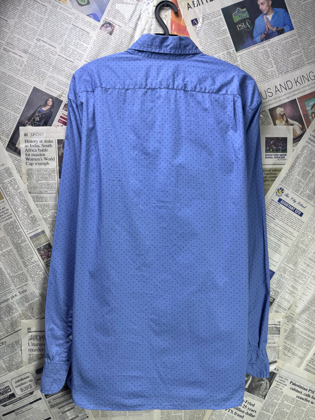 J.Crew® L/XL | Chest: 24.5" | Blue with Polka Dots | Shirt | Cotton - Elastane | 4198 - Genuine Maal