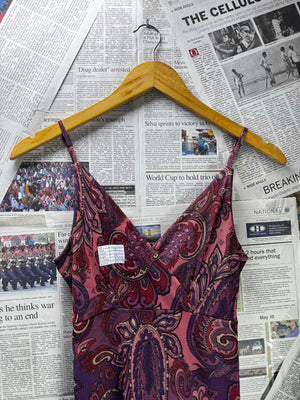 Etam® XS | Bust: 13" | Large - Scale Paisley | Mini Dress | B4 - 5211 - Genuine Maal