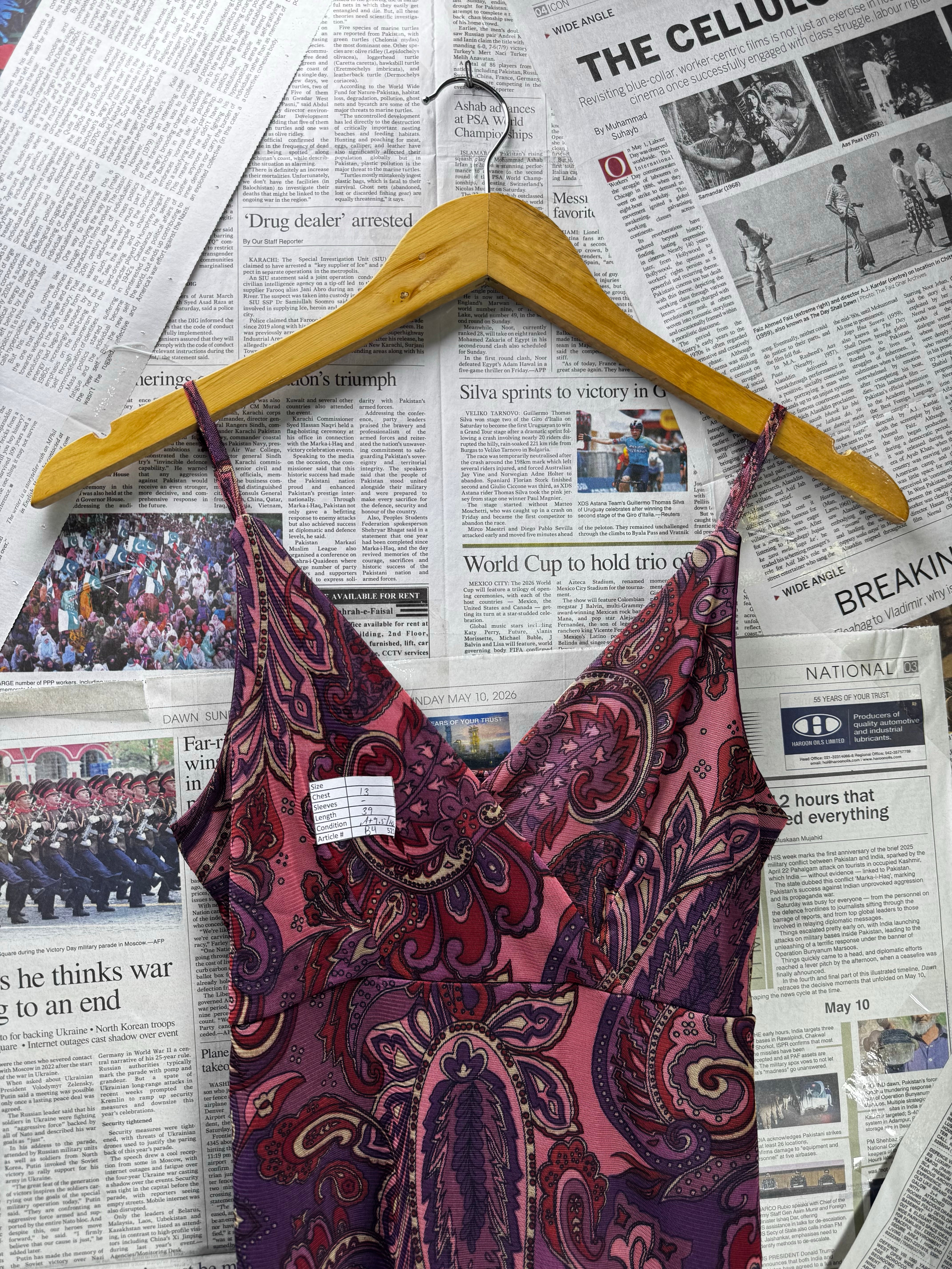 Etam® XS | Bust: 13" | Large - Scale Paisley | Mini Dress | B4 - 5211 - Genuine Maal