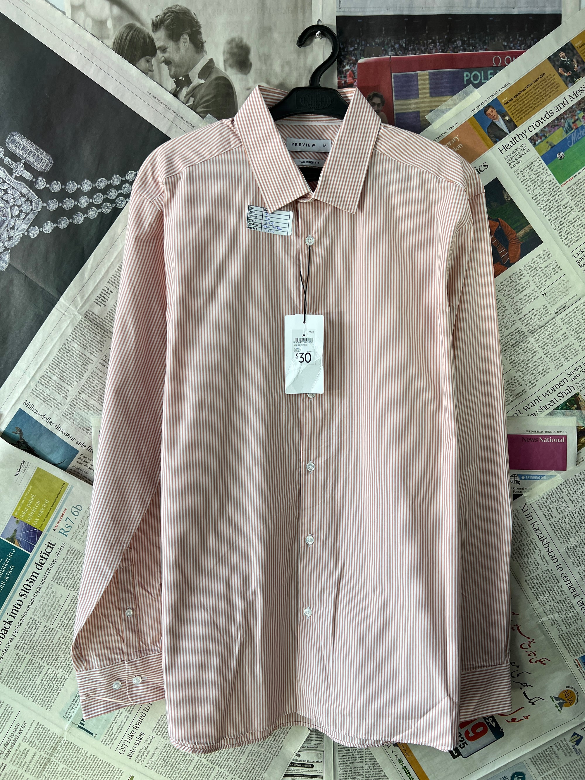 Preview® Medium | Chest: 22" | Chestnut & White Stripes | Shirt | Cotton | 226 - Genuine Maal