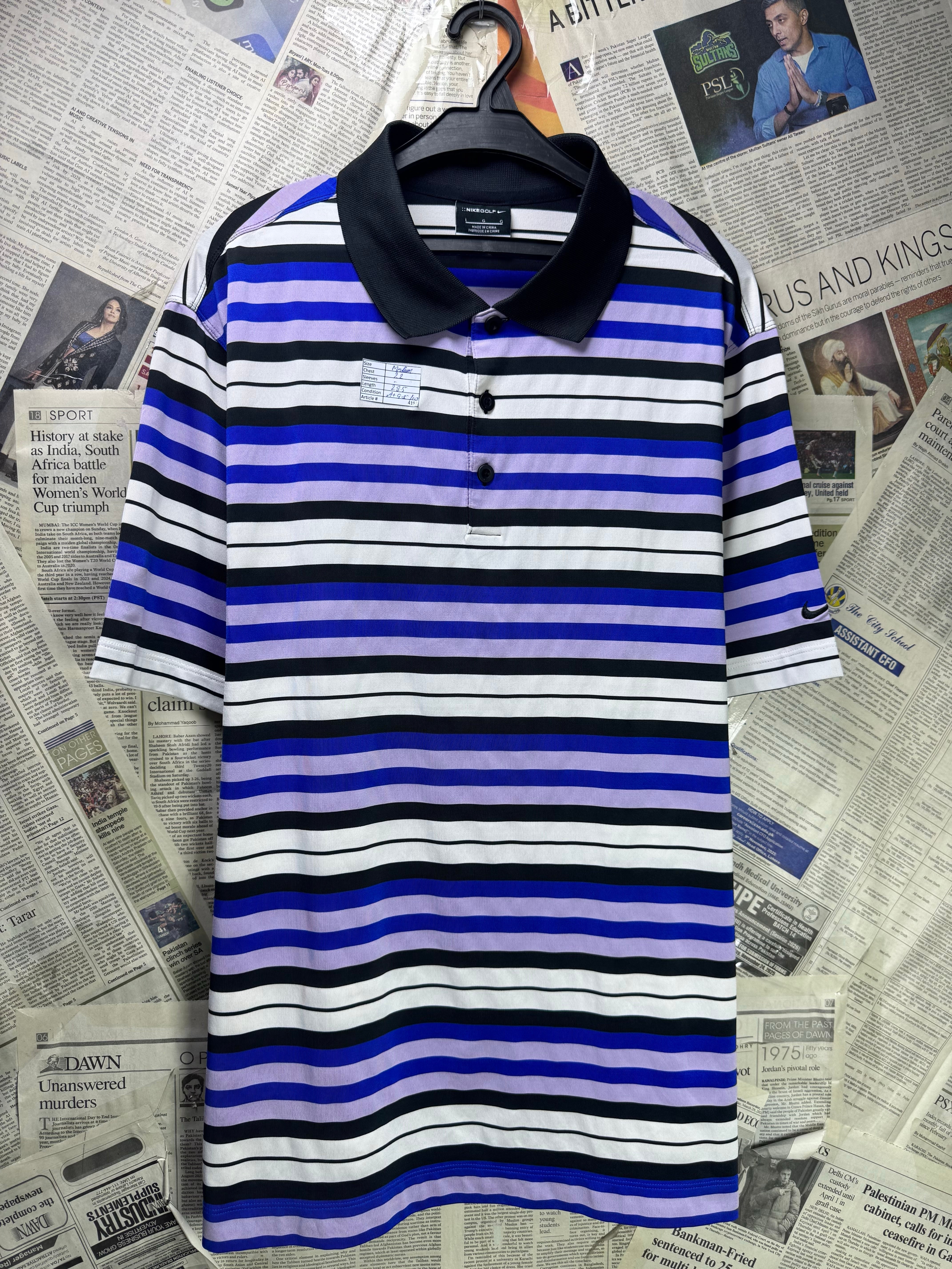 N*ke® Medium | Chest: 22" | Stripe | Golf Polo | Poly - Spandex | 4197 - Genuine Maal