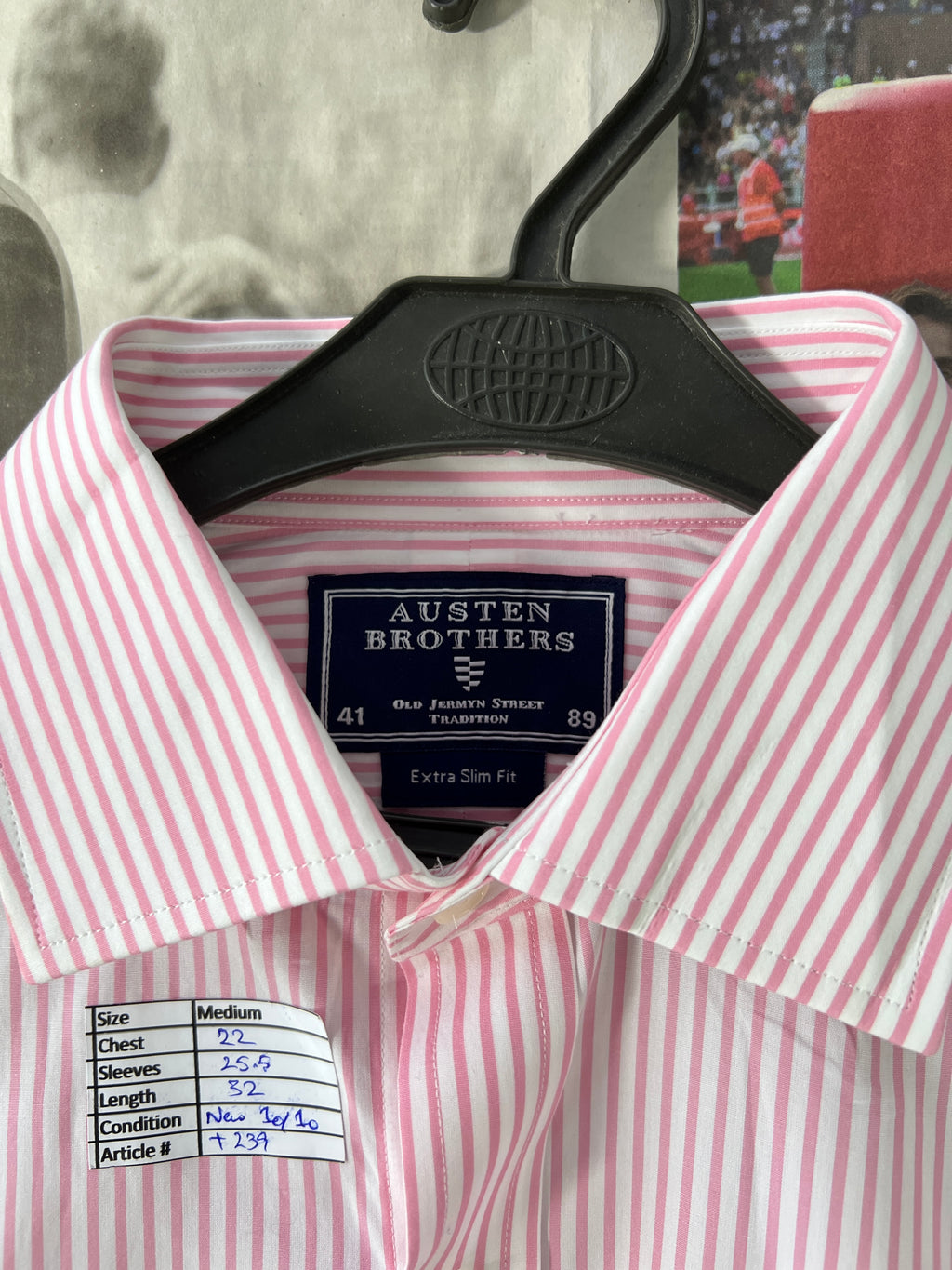Austin Brothers® Medium | Chest: 22" | Pink & White Stripes | Shirt | Cotton | 239 - Genuine Maal