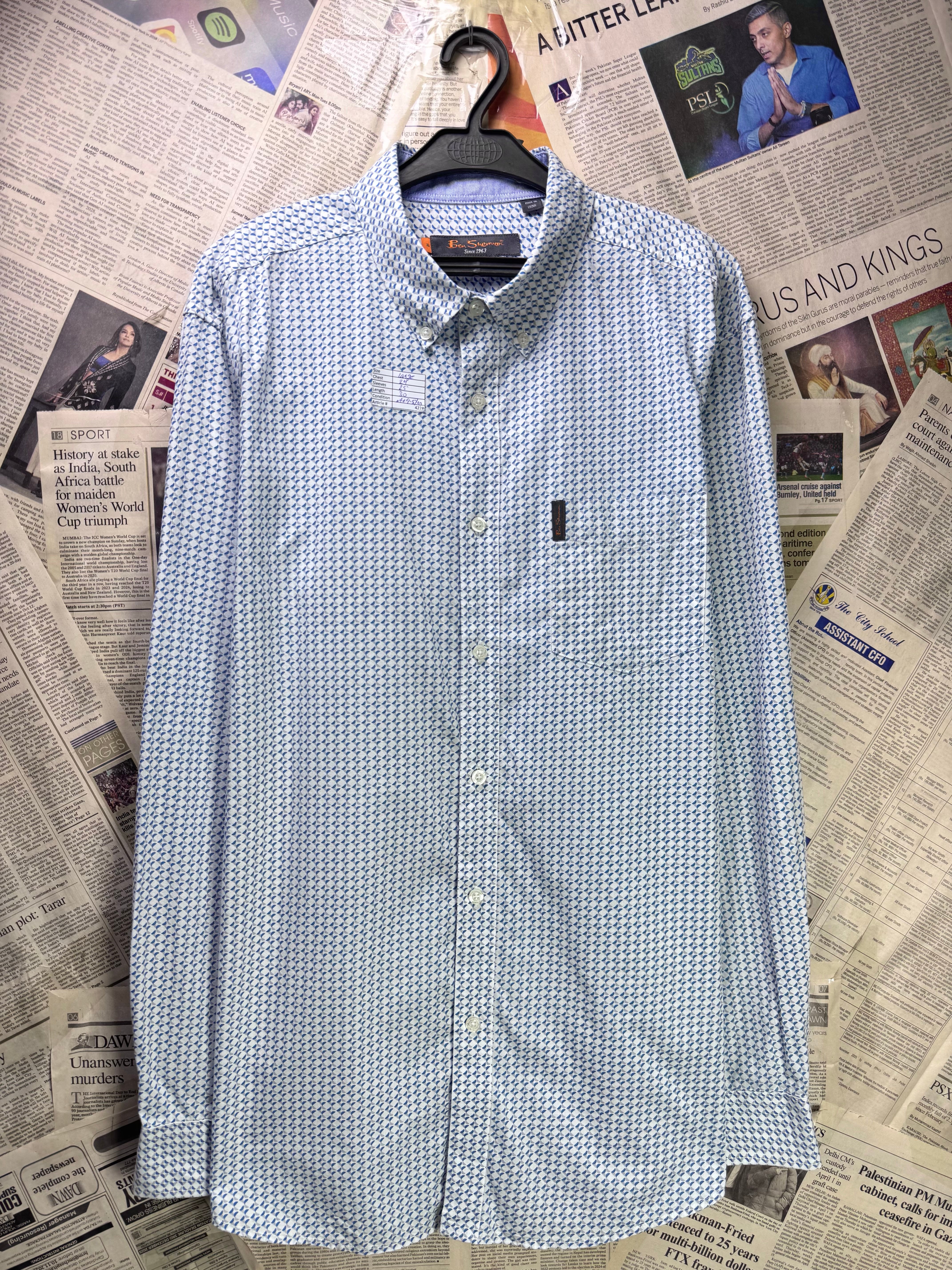 Ben Sherman® Large | Chest: 24" | Printed | Shirt | Cotton | 4228 - Genuine Maal