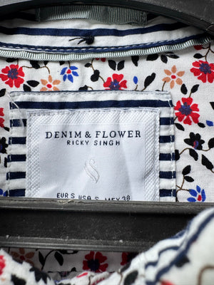 Denim & Flower® Small | Chest: 20" | Floral | Shirt | Cotton | 4203 - Genuine Maal