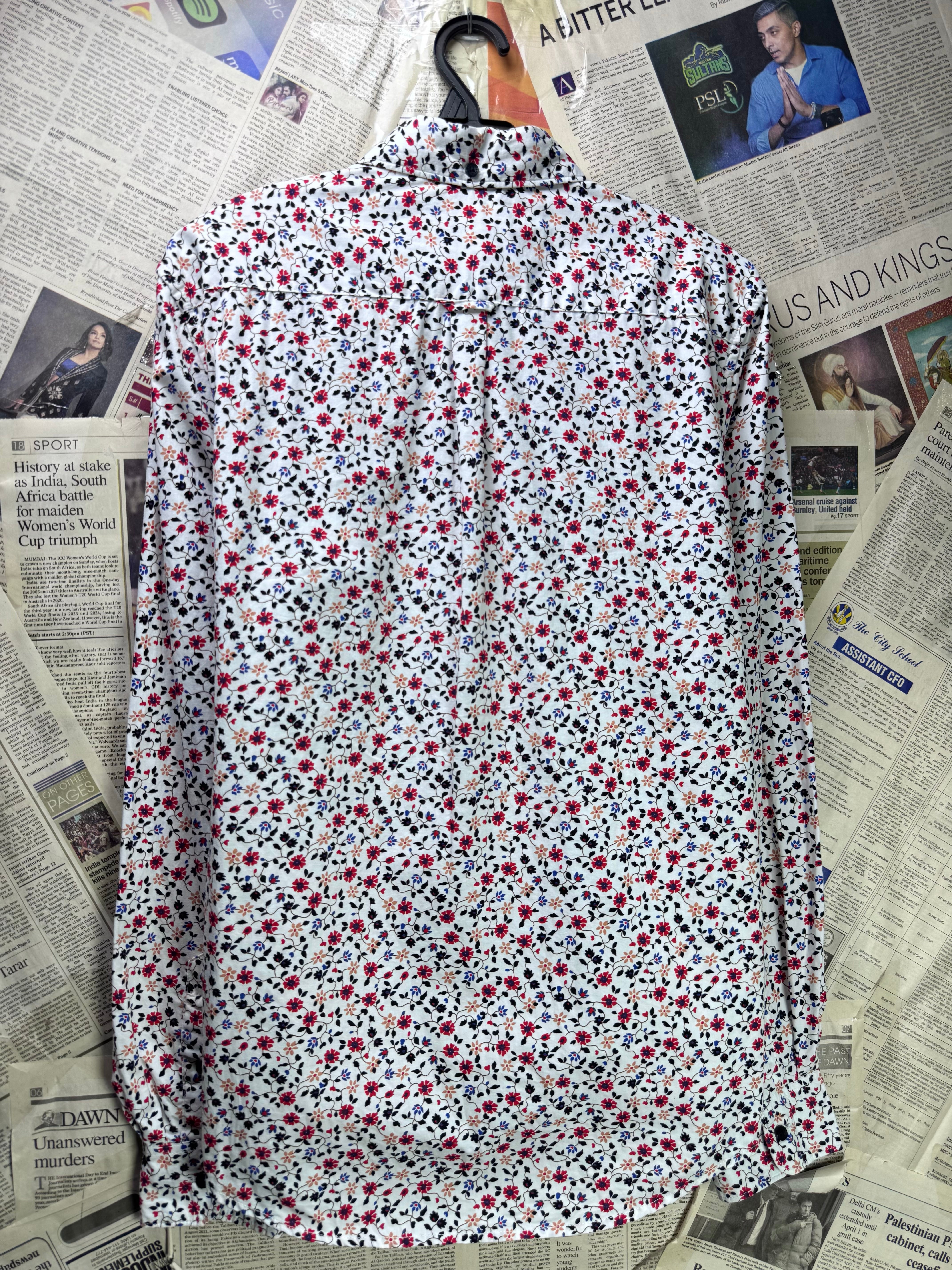 Denim & Flower® Small | Chest: 20" | Floral | Shirt | Cotton | 4203 - Genuine Maal