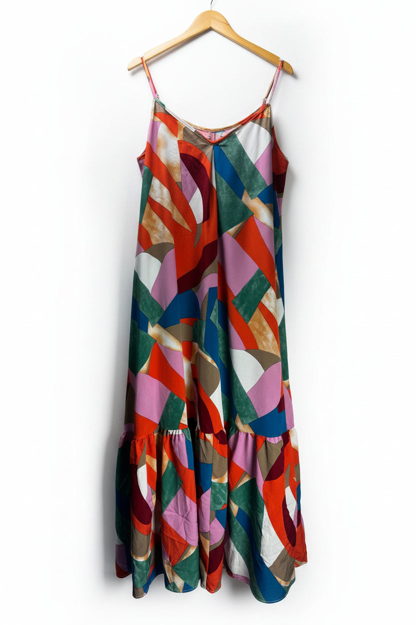 Shein® XL | Bust: 22.5" | Abstract Geometric | Maxi Dress | B4 - 5397 - Genuine Maal