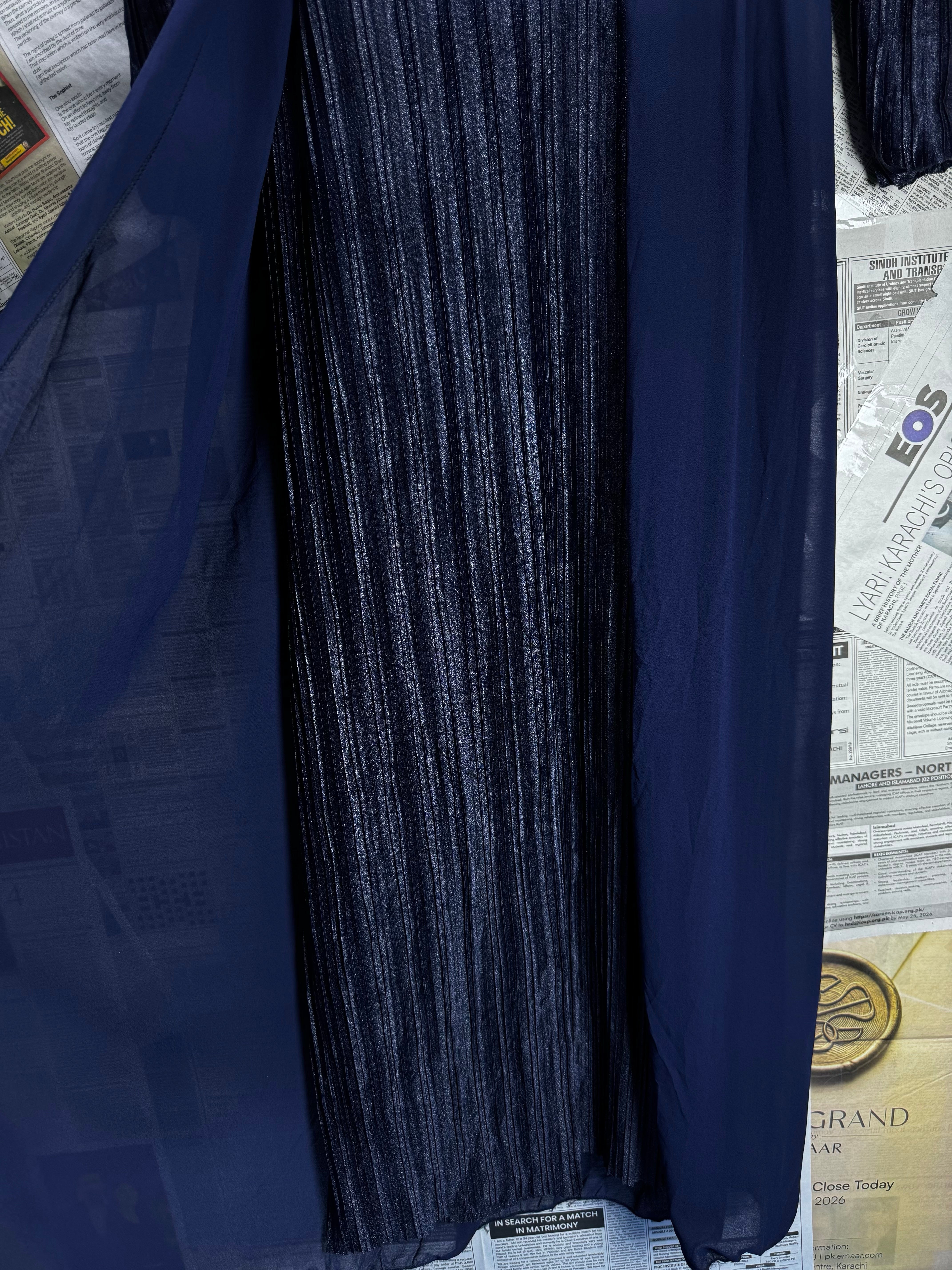 Faracco® Small | Bust: 18" | Solid - Navy | Maxi Dress | B5 - 5418 - Genuine Maal