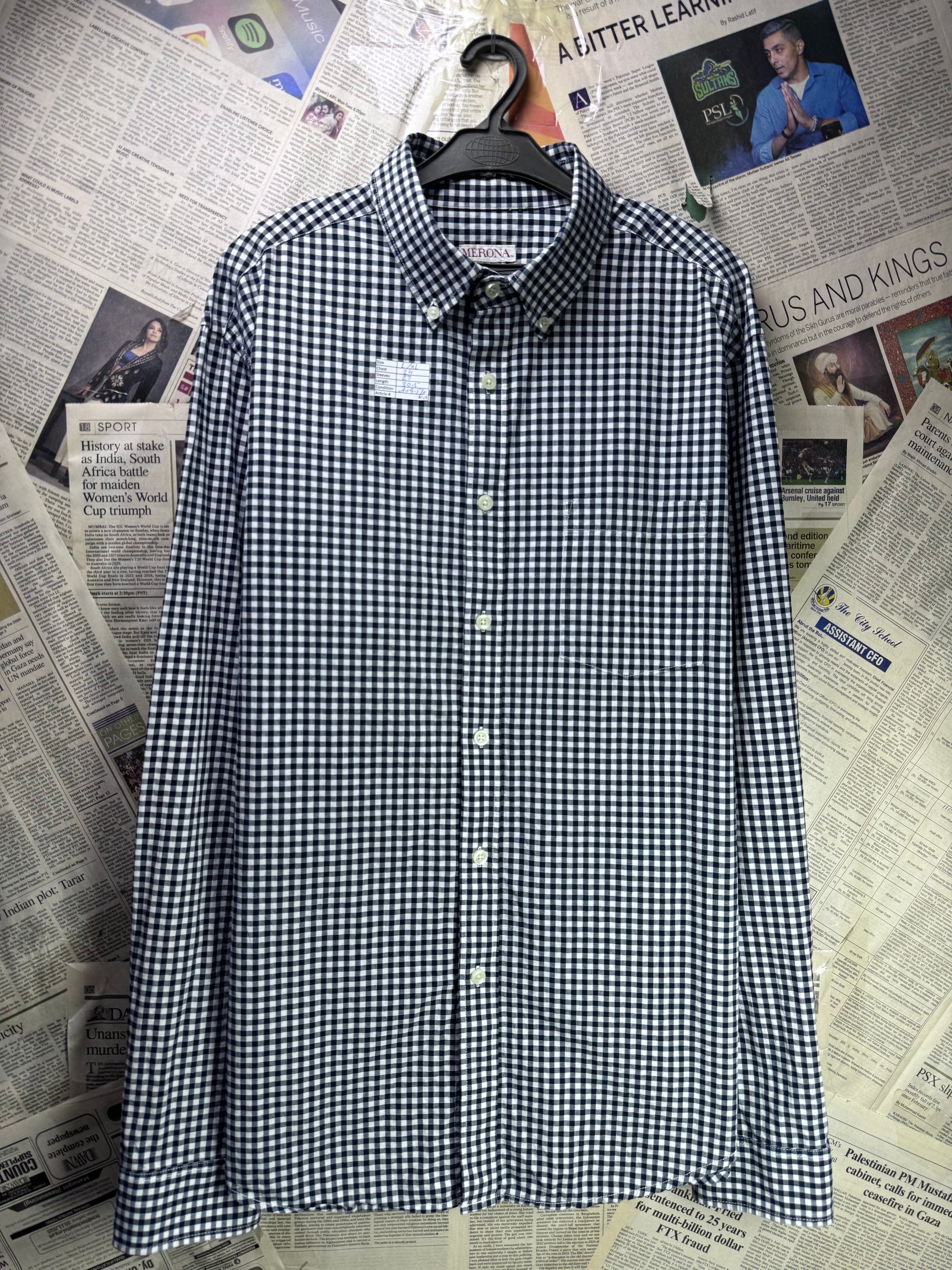 Merona® Large | Chest: 24" | Black & White Check | Shirt | Cotton | 4019 - Genuine Maal