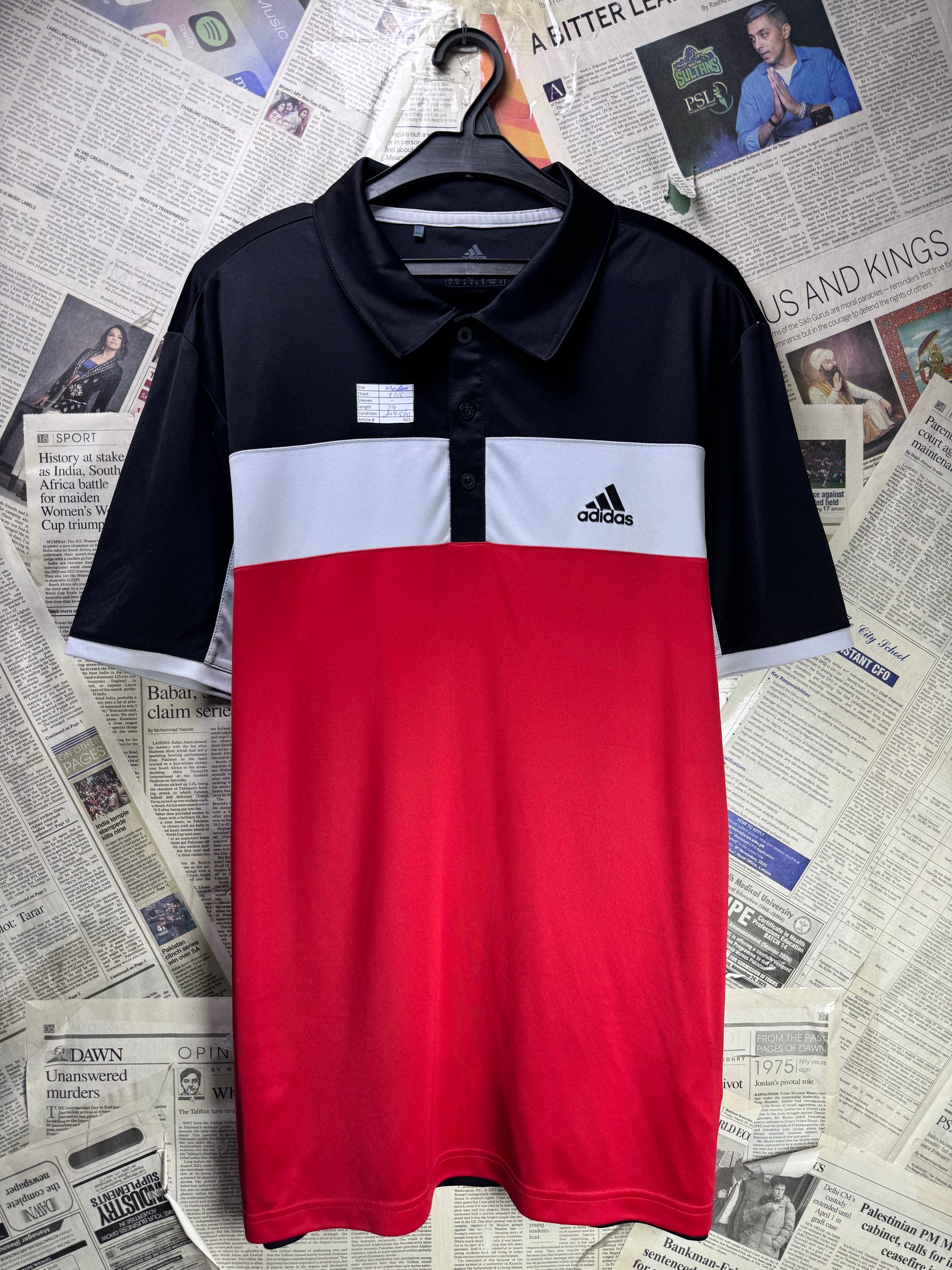 Adid*s® Medium | Chest: 21.5" | Red & Black | Golf Polo | Poly | 4222 - Genuine Maal