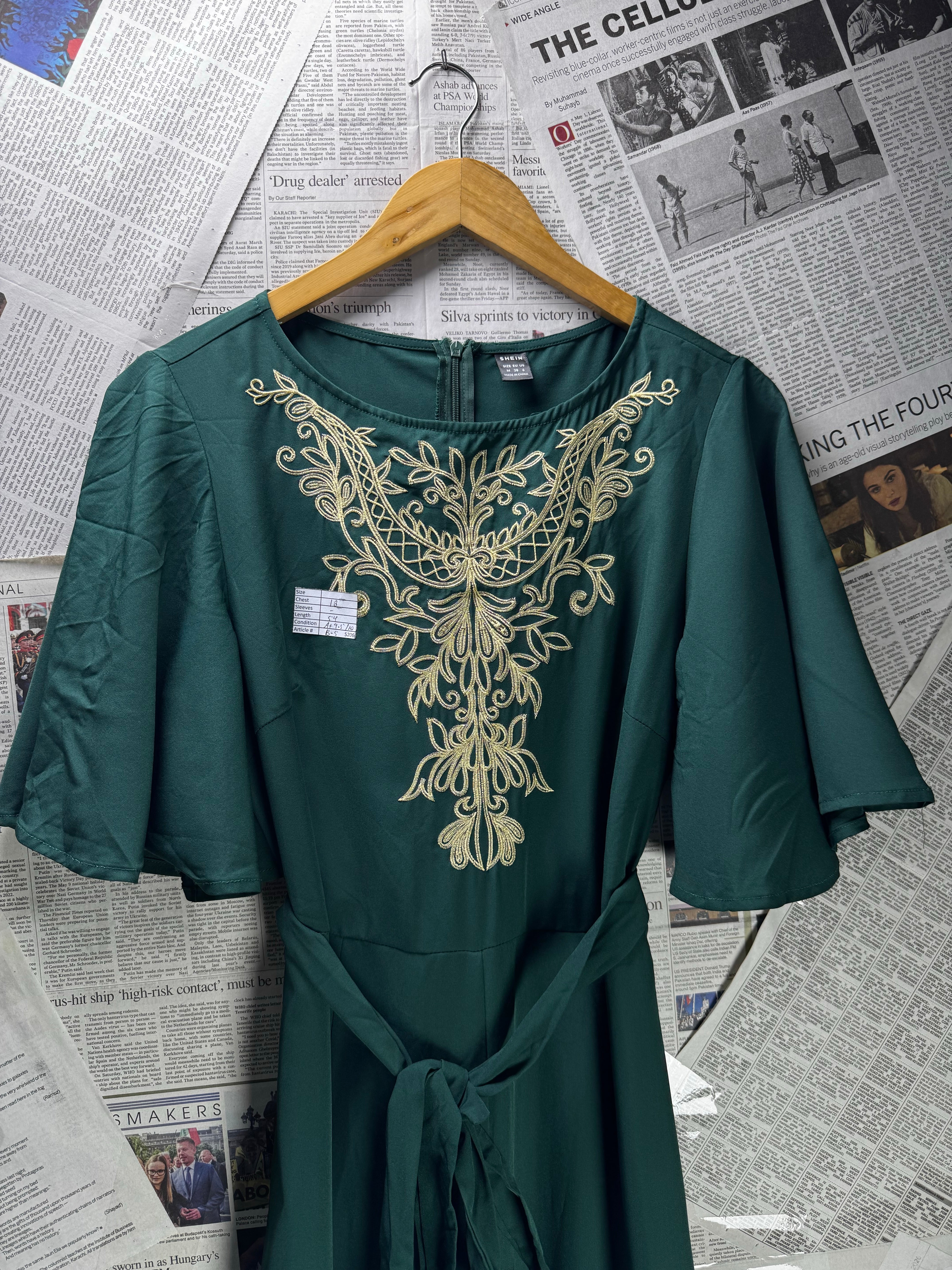 Shein® Small | Bust: 18" | Embroidered | Maxi Dress | B5 - 5206 - Genuine Maal
