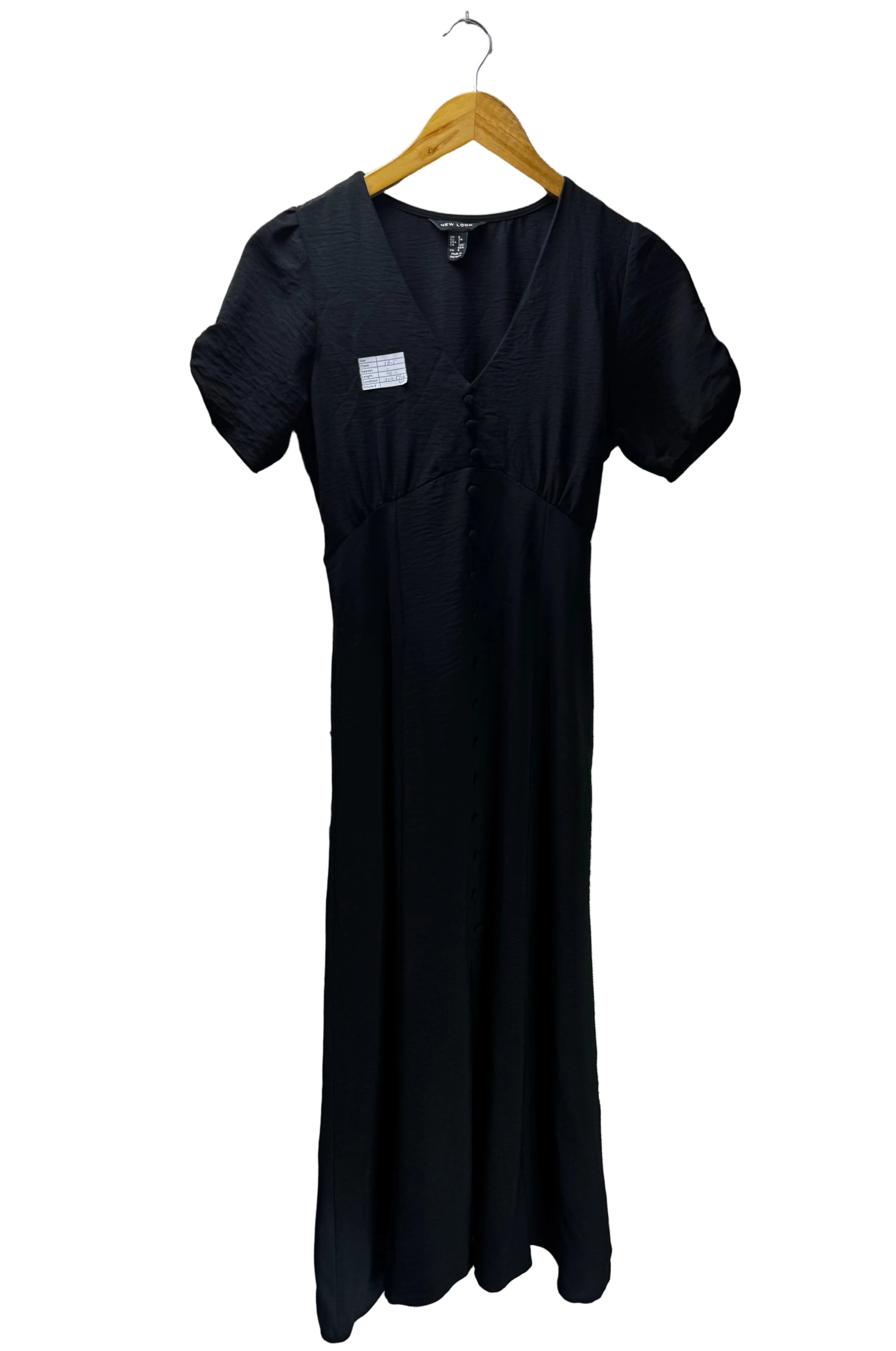 New Look® XS | Bust: 16.5" | Solid Black | Midi Dress | B5 - 5193 - Genuine Maal