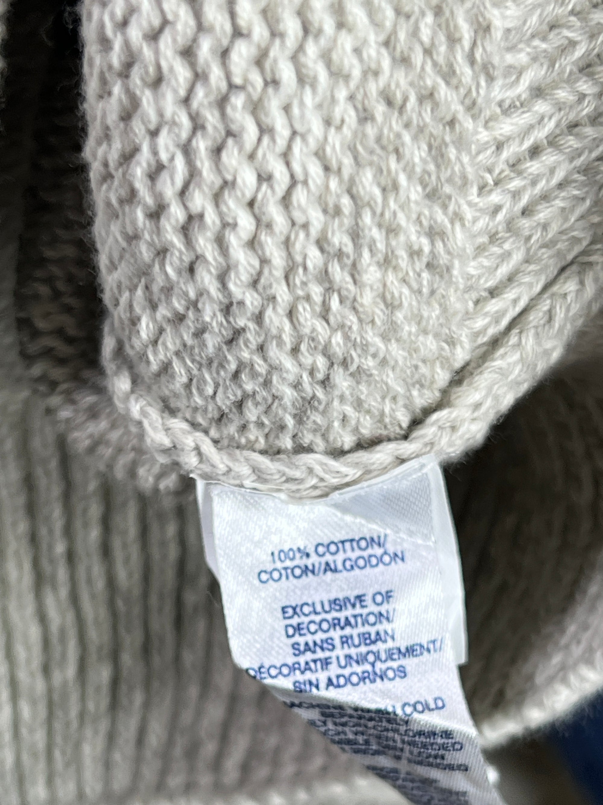 CHAPS® Large | Chest: 24" | Beige & Blue | Knit Quarter Zip Sweater | Cotton | 1836 - Genuine Maal