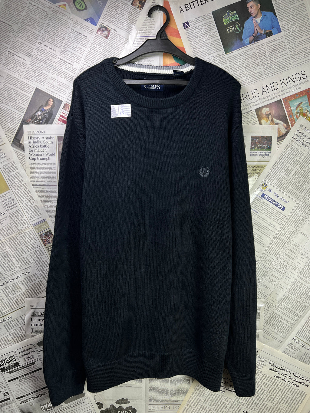 CHAPS® L/XL | Chest: 24.5" | Black | Knit Sweater | Cotton | 1838 - Genuine Maal