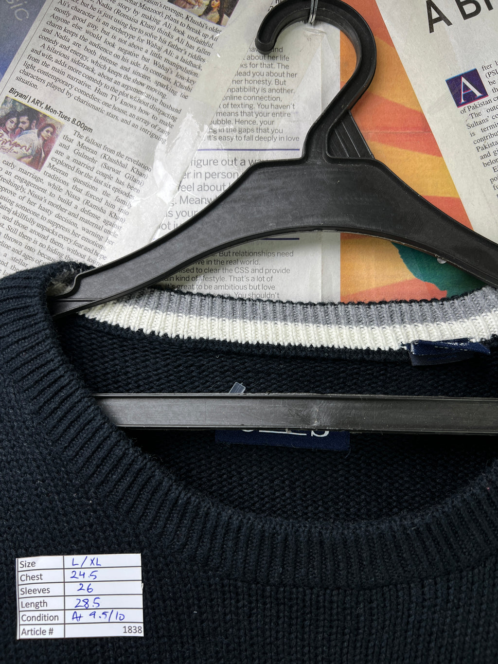 CHAPS® L/XL | Chest: 24.5" | Black | Knit Sweater | Cotton | 1838 - Genuine Maal