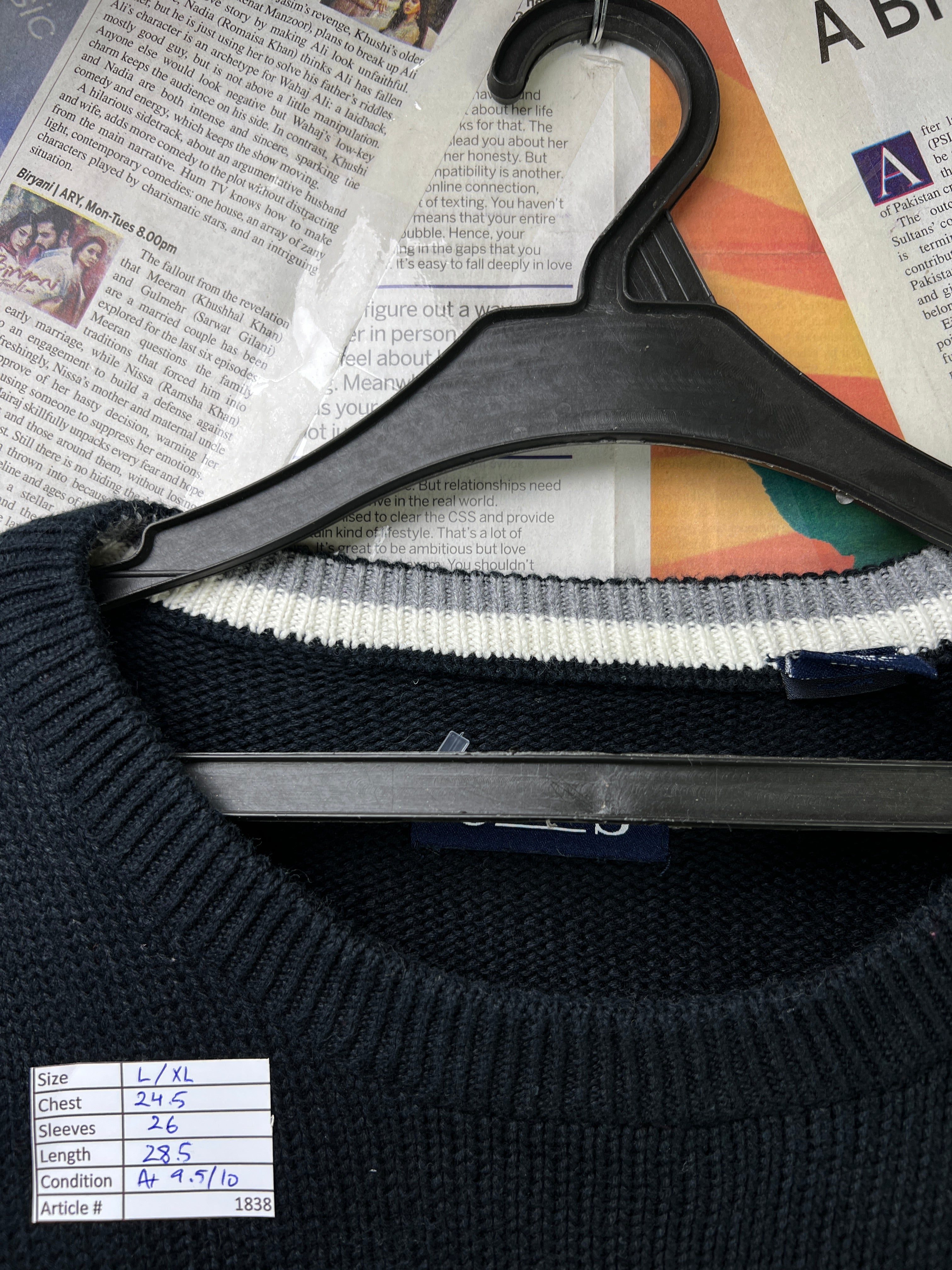 CHAPS® L/XL | Chest: 24.5" | Black | Knit Sweater | Cotton | 1838 - Genuine Maal