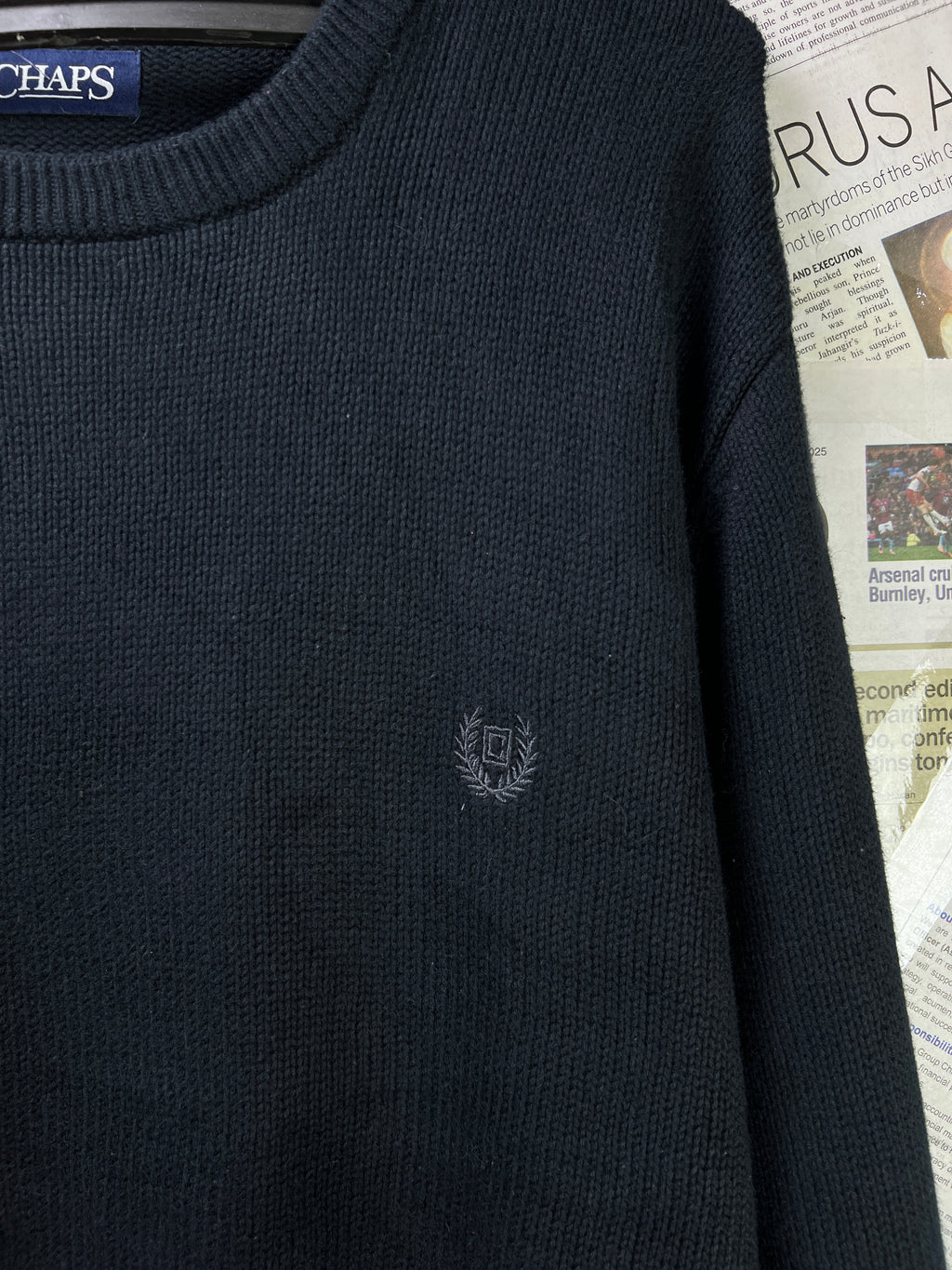 CHAPS® L/XL | Chest: 24.5" | Black | Knit Sweater | Cotton | 1838 - Genuine Maal