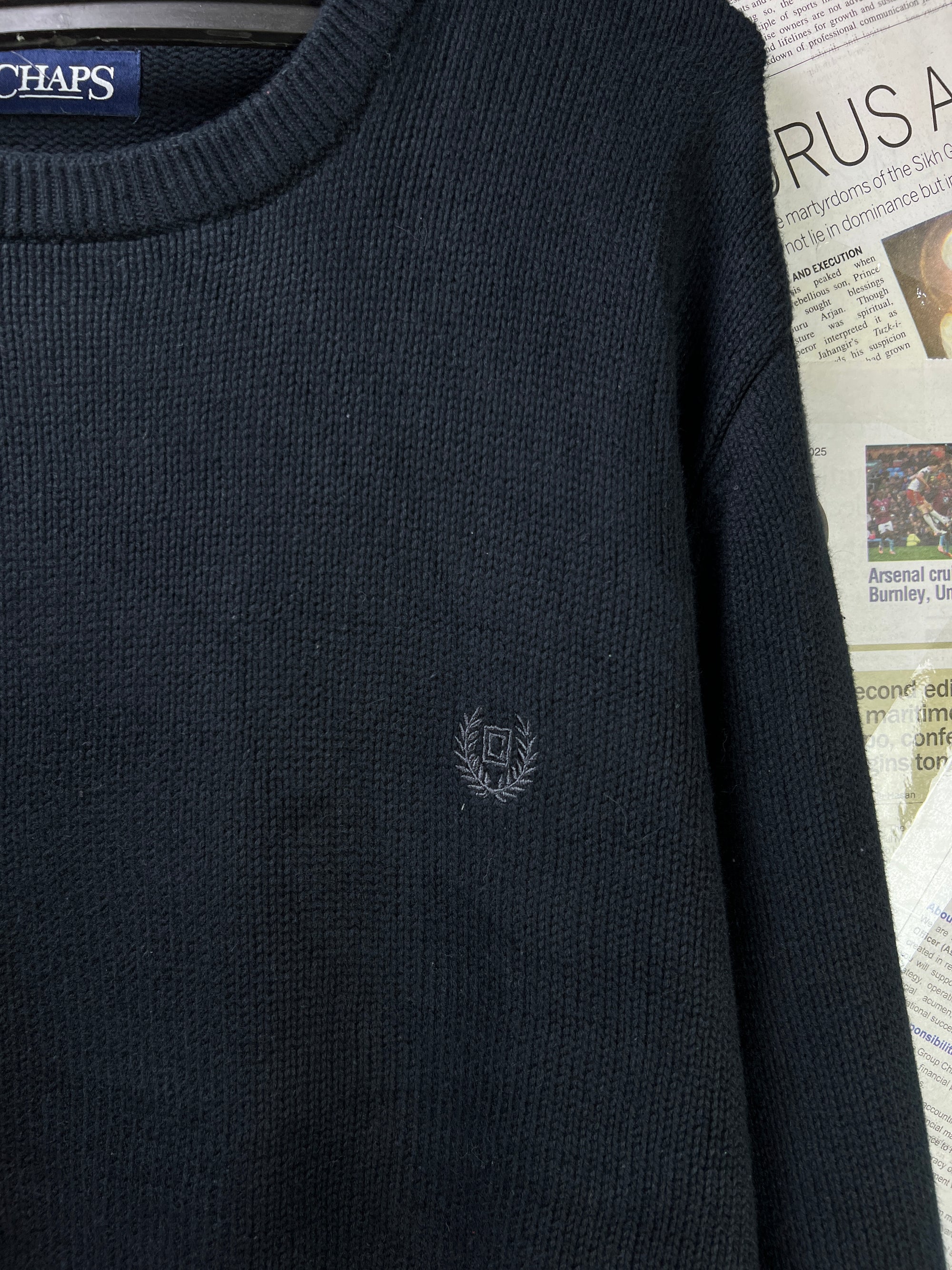 CHAPS® L/XL | Chest: 24.5" | Black | Knit Sweater | Cotton | 1838 - Genuine Maal