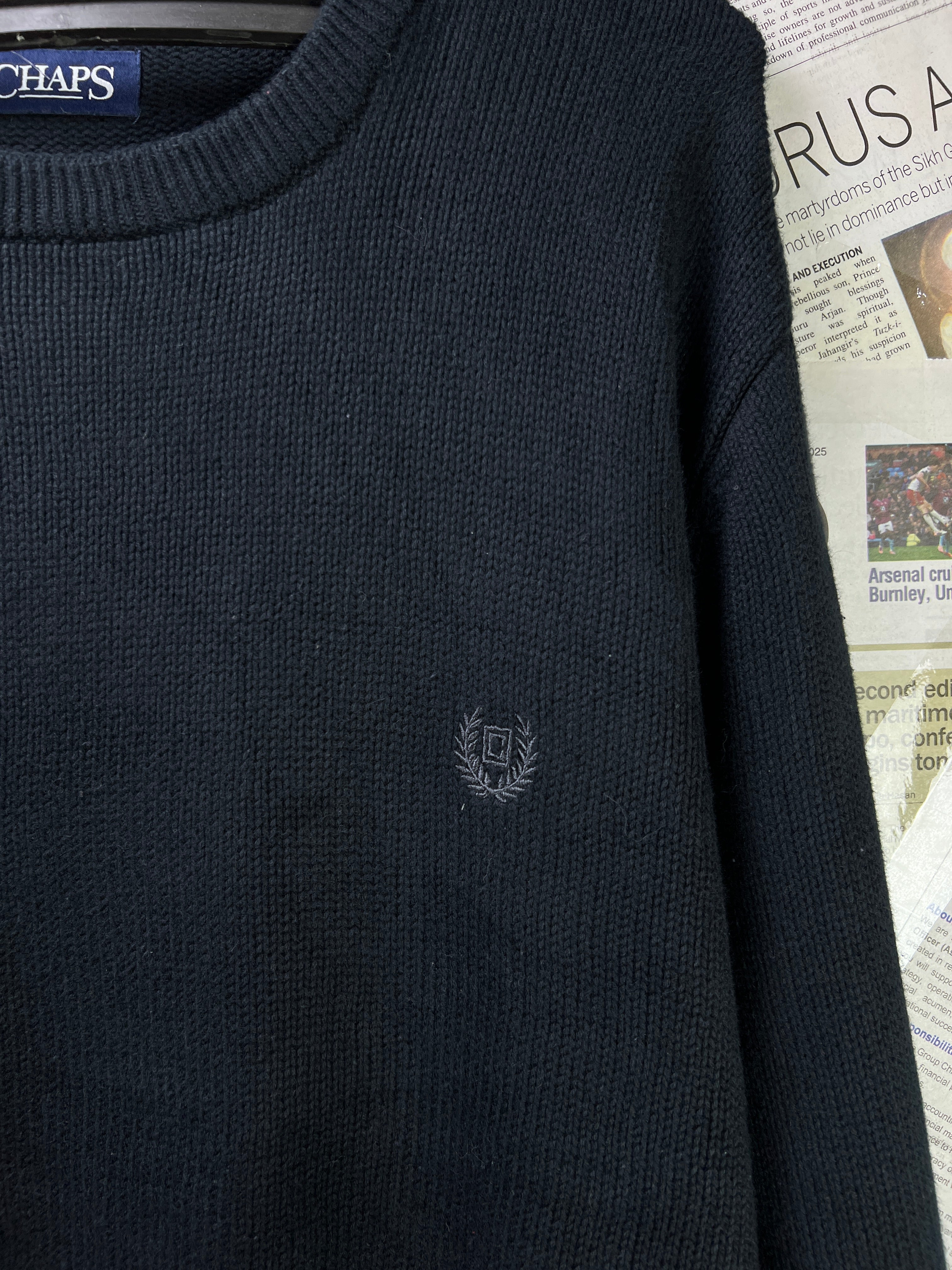 CHAPS® L/XL | Chest: 24.5" | Black | Knit Sweater | Cotton | 1838 - Genuine Maal