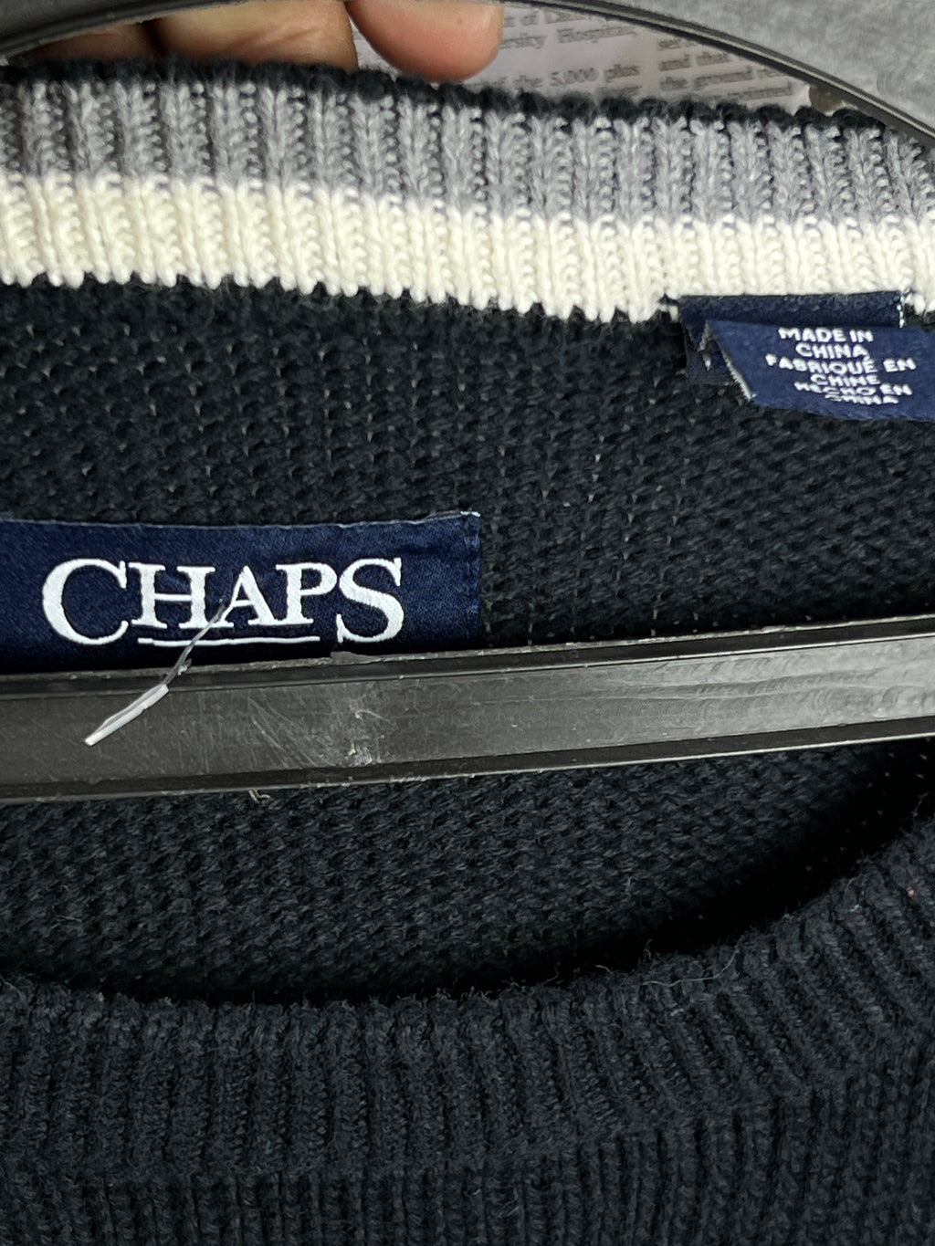 CHAPS® L/XL | Chest: 24.5" | Black | Knit Sweater | Cotton | 1838 - Genuine Maal