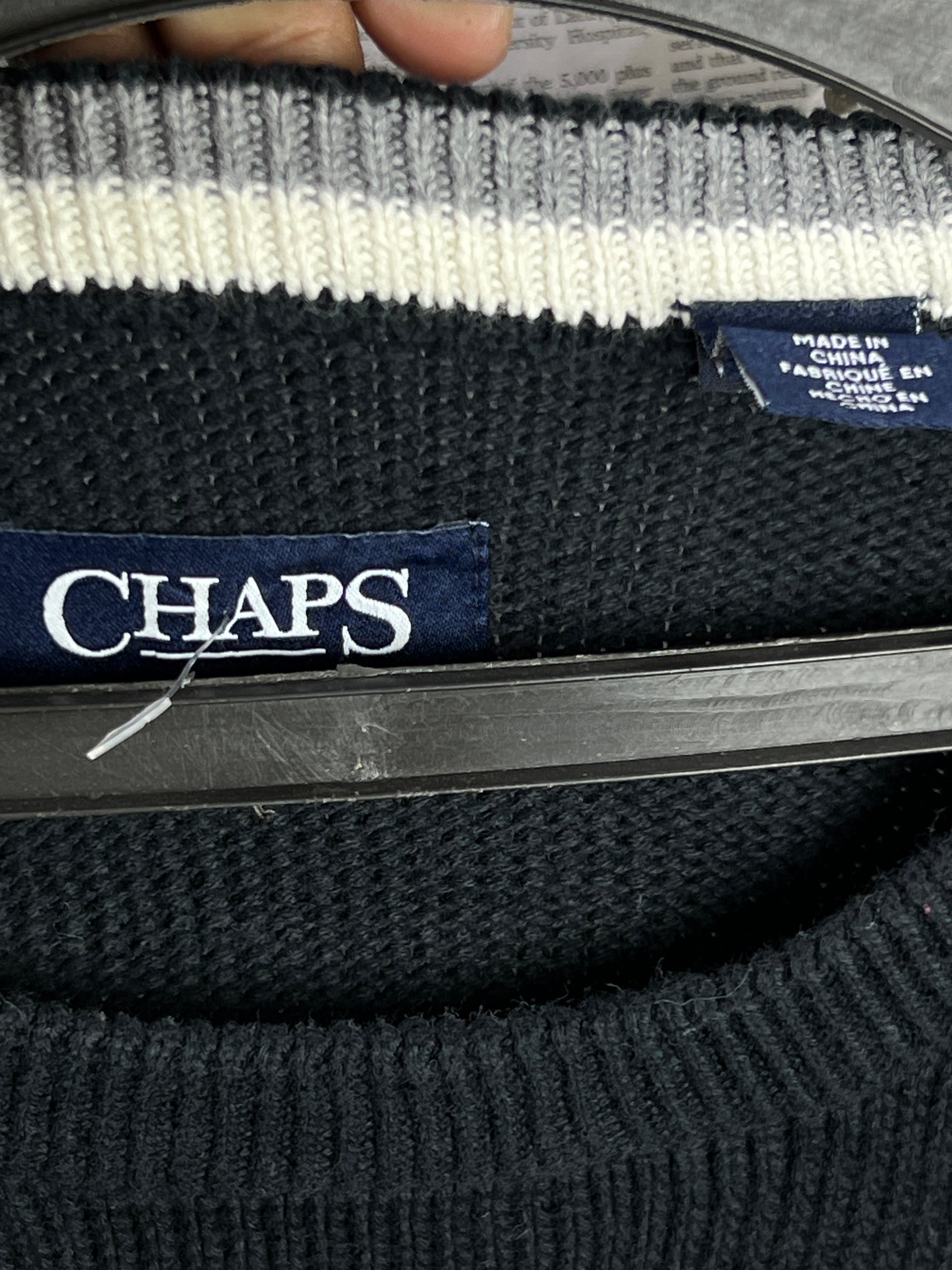 CHAPS® L/XL | Chest: 24.5" | Black | Knit Sweater | Cotton | 1838 - Genuine Maal