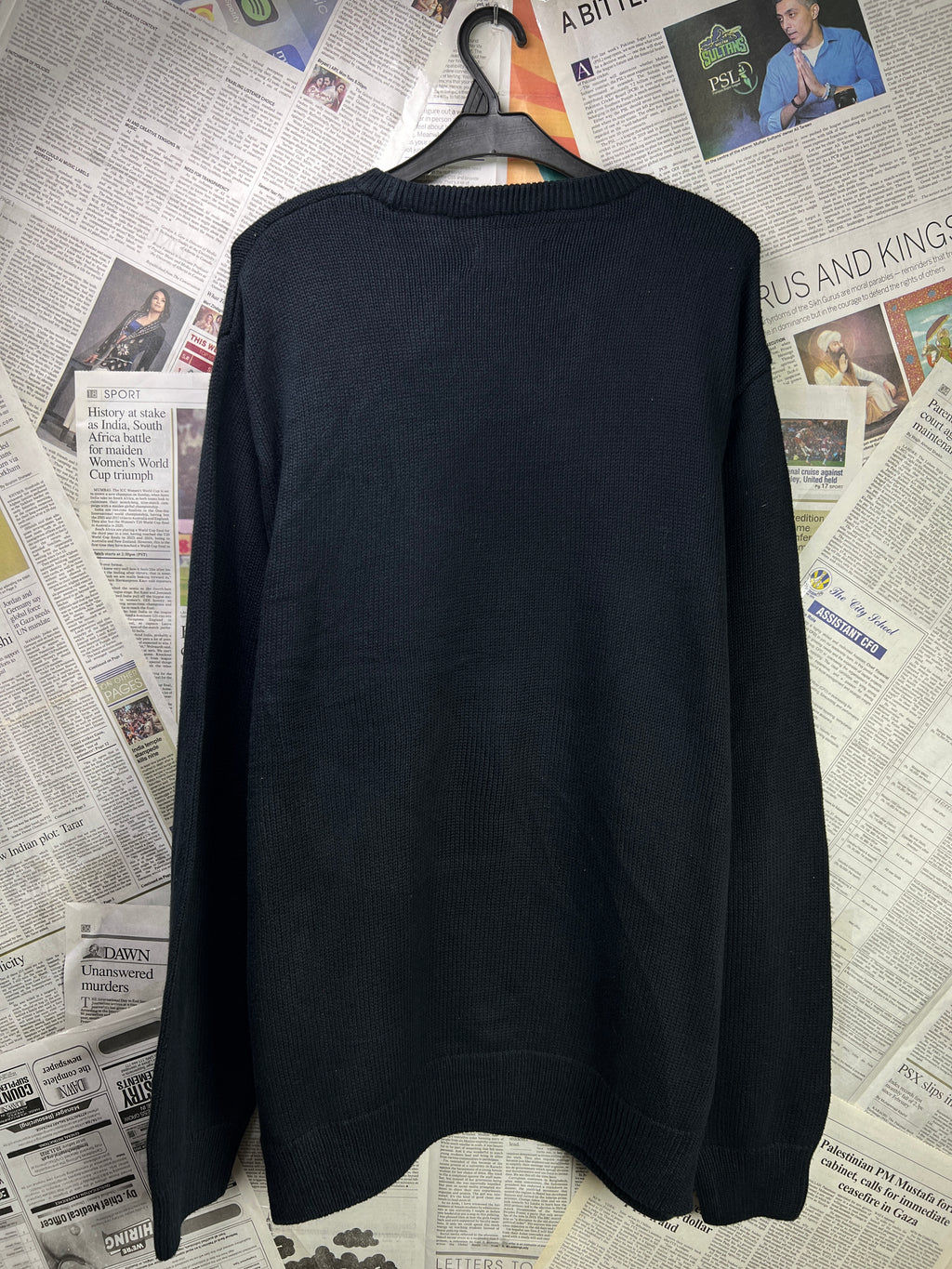 CHAPS® L/XL | Chest: 24.5" | Black | Knit Sweater | Cotton | 1838 - Genuine Maal