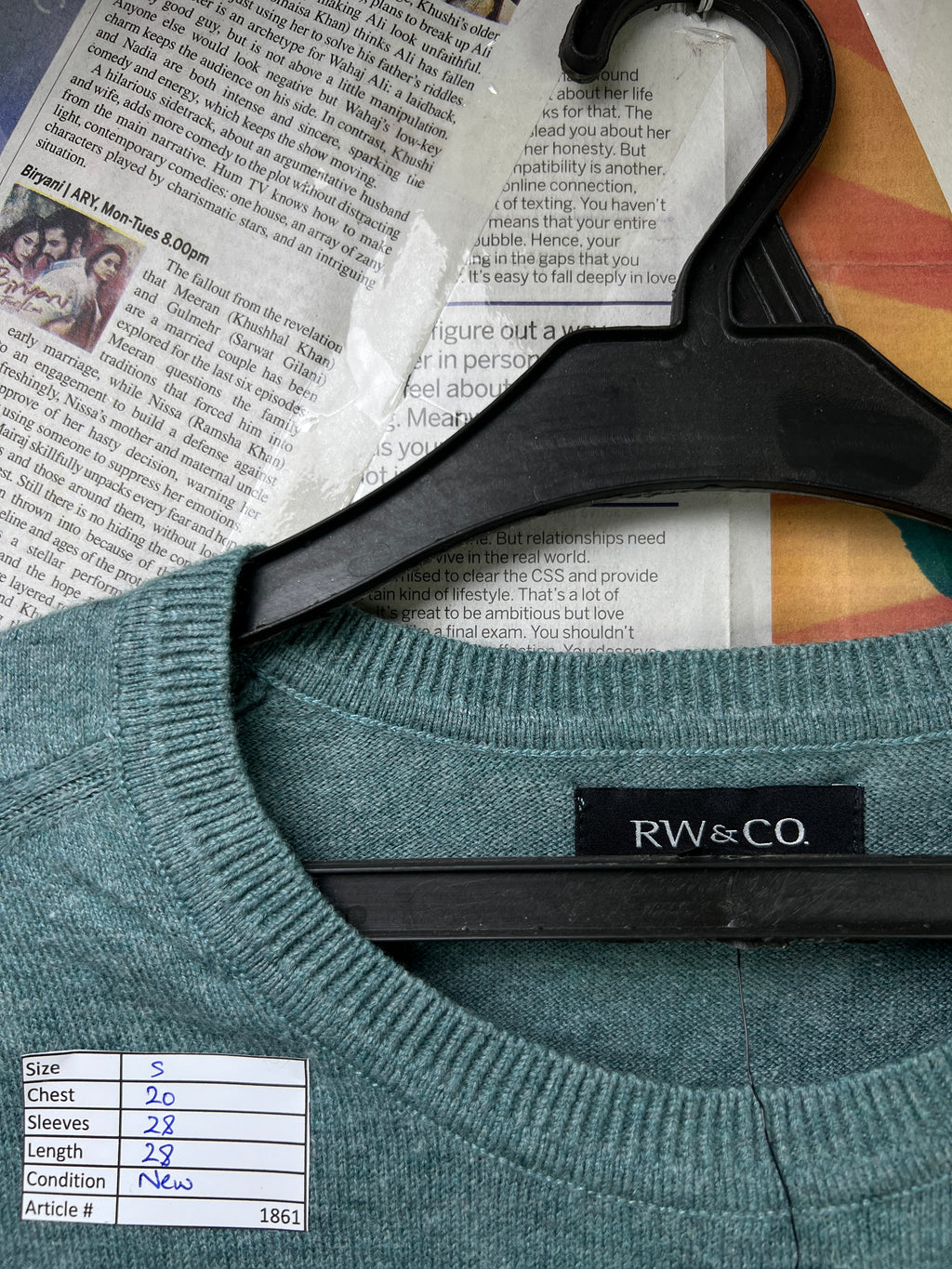 RW&CO.® Small | Chest: 20" | Ocean | Sweat Shirt | 1861 - Genuine Maal