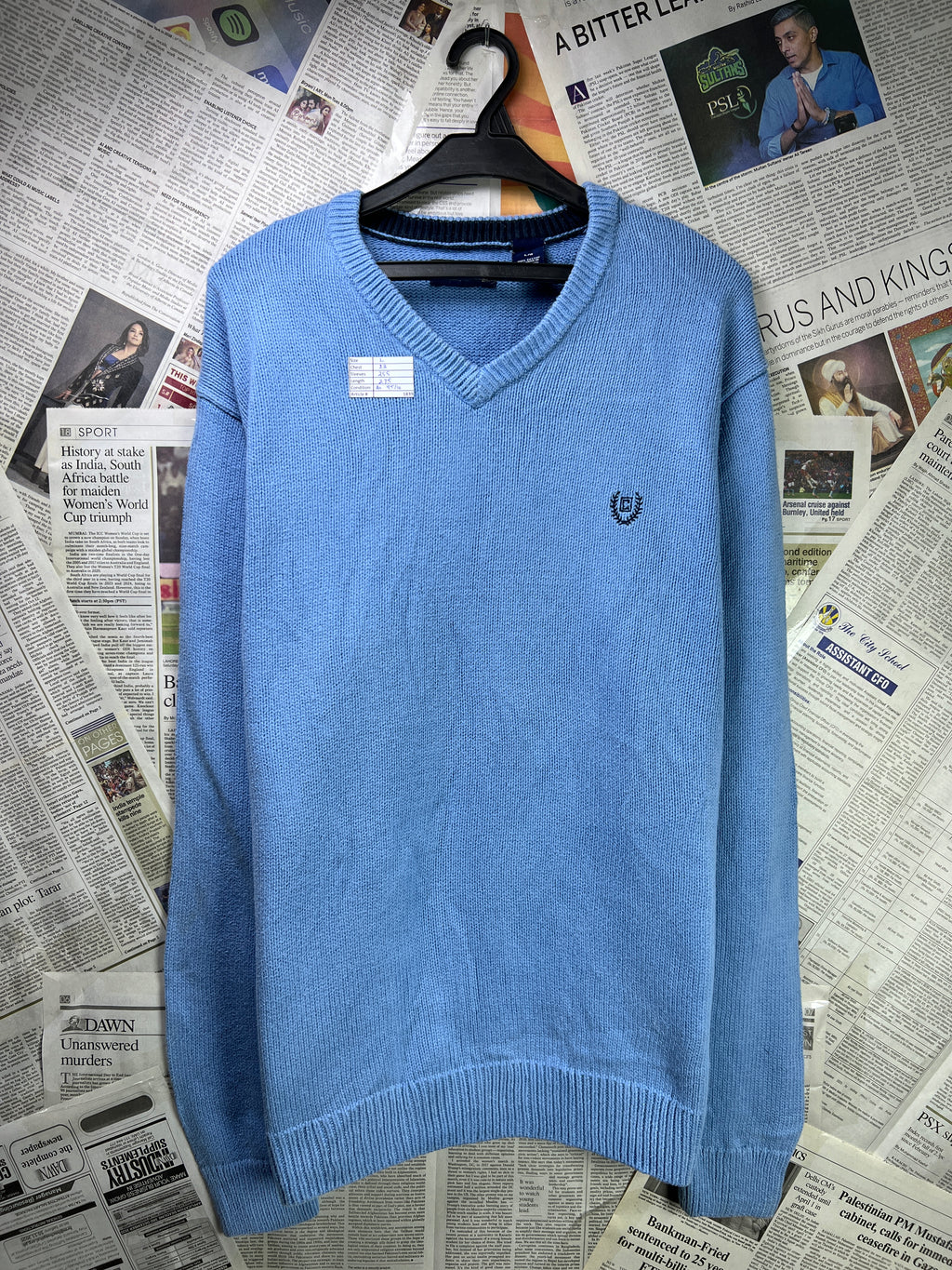 CHAPS® Large | Chest: 23" | Blue | Knit Sweater | Cotton | 1839 - Genuine Maal