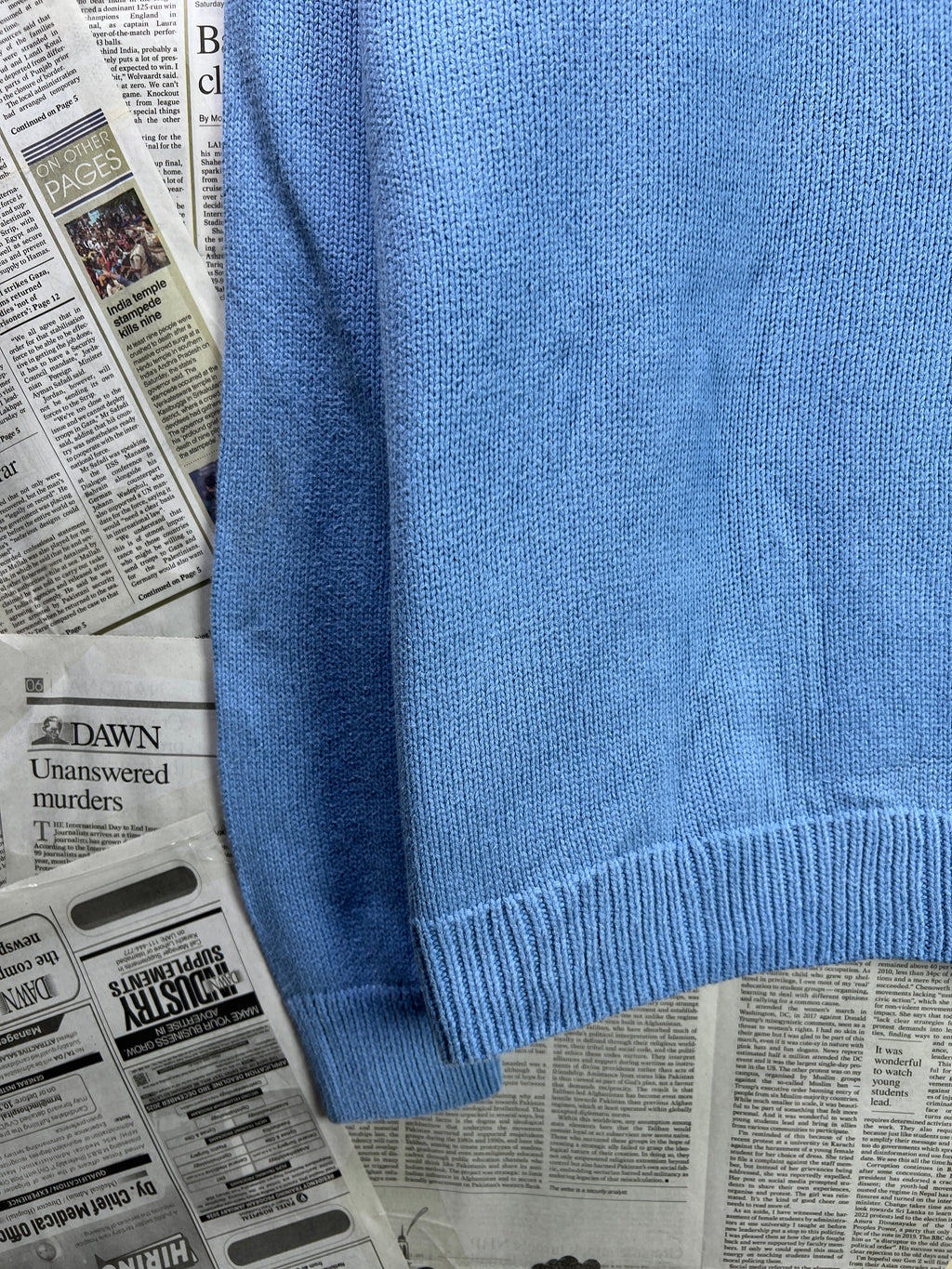CHAPS® Large | Chest: 23" | Blue | Knit Sweater | Cotton | 1839 - Genuine Maal