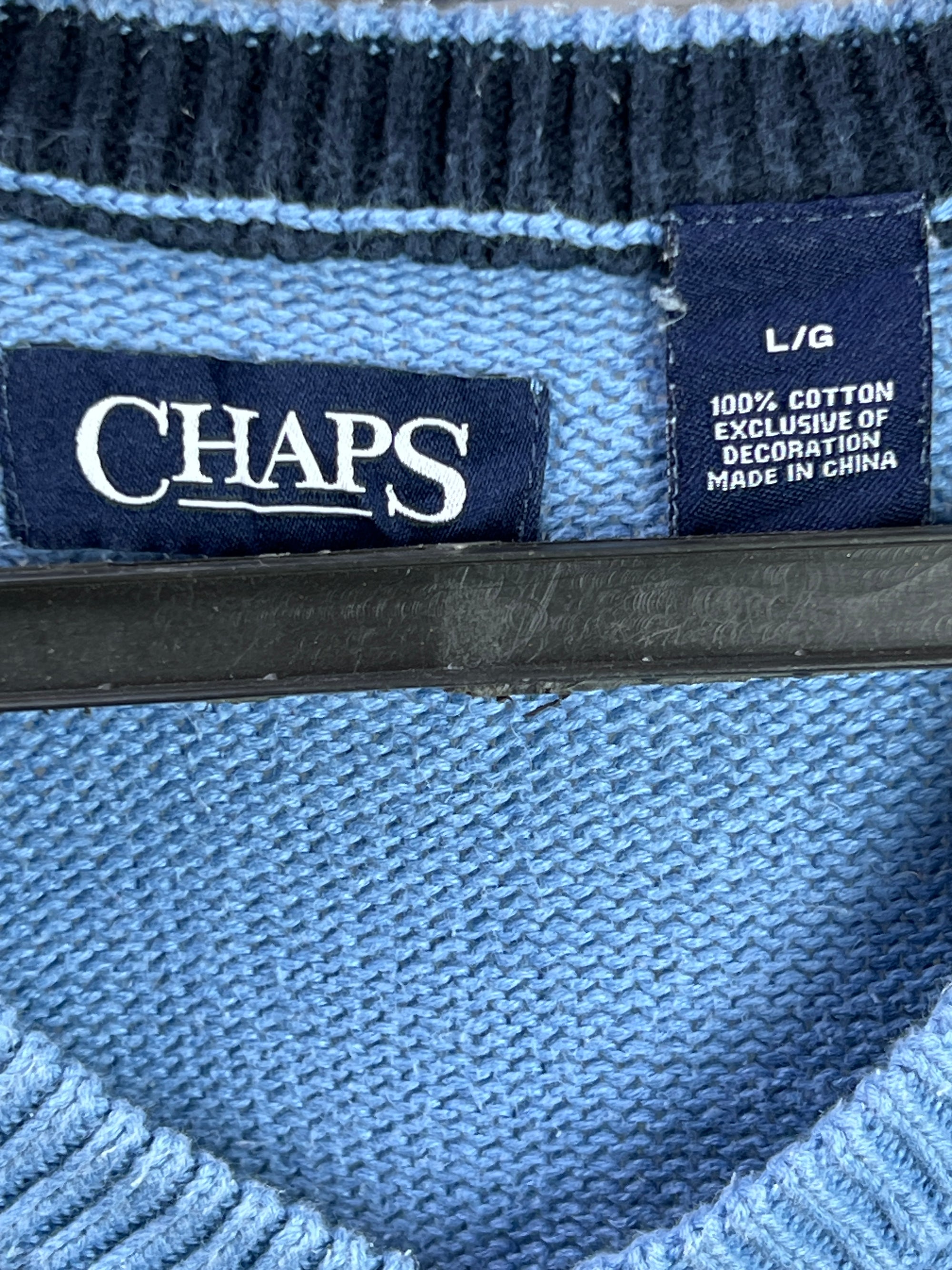 CHAPS® Large | Chest: 23" | Blue | Knit Sweater | Cotton | 1839 - Genuine Maal