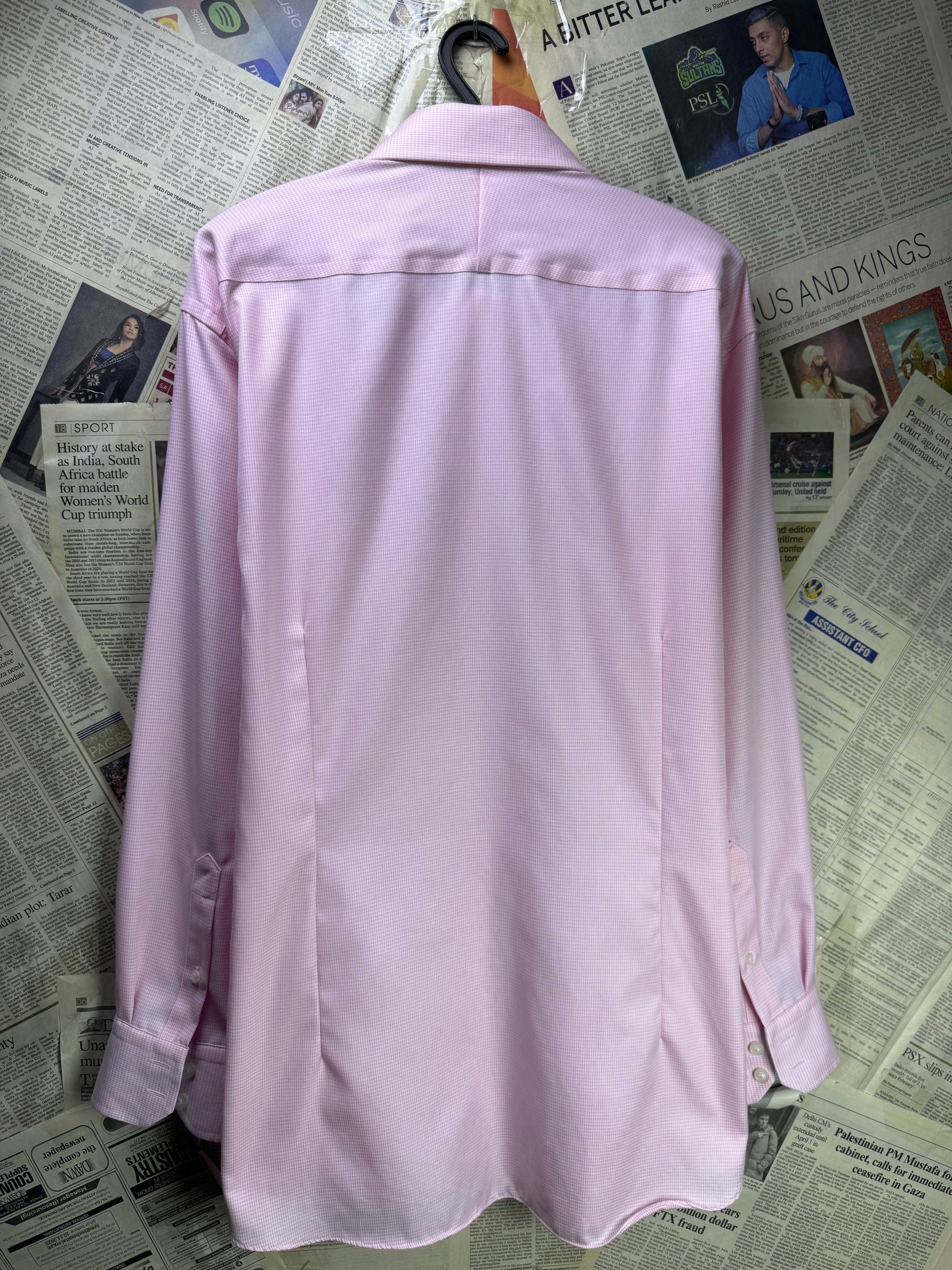 Hawes & Curtis® L/XL | Chest: 24.5" | Peach Pin Check | Shirt | Cotton | 4213 - Genuine Maal