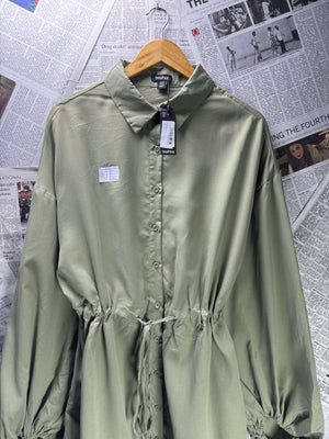 Boohoo® Large | Bust: 20" | Solid Sage Green | Mini Dress | B5 - 5406 - Genuine Maal