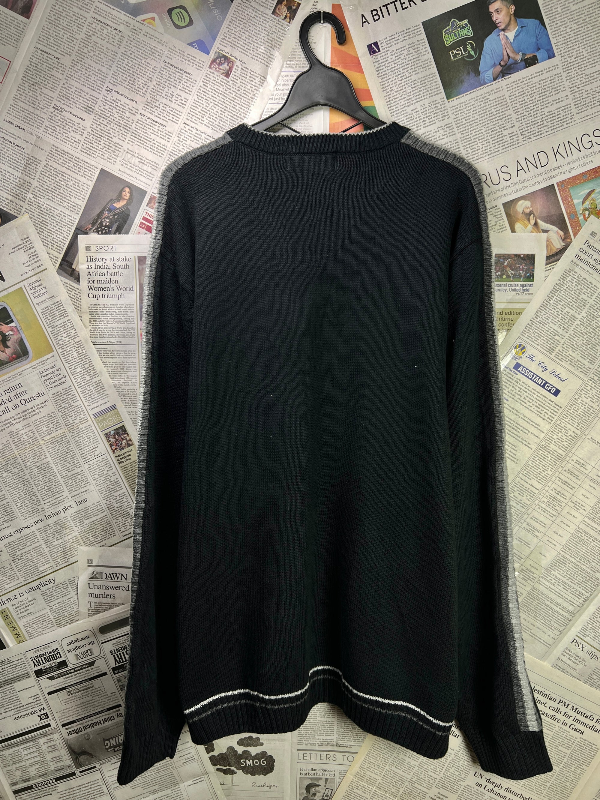 CHAPS® L/XL | Chest: 24.5" | Black | Knit Sweater | Cotton | 1858 - Genuine Maal