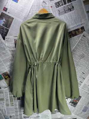Boohoo® Large | Bust: 20" | Solid Sage Green | Mini Dress | B5 - 5406 - Genuine Maal
