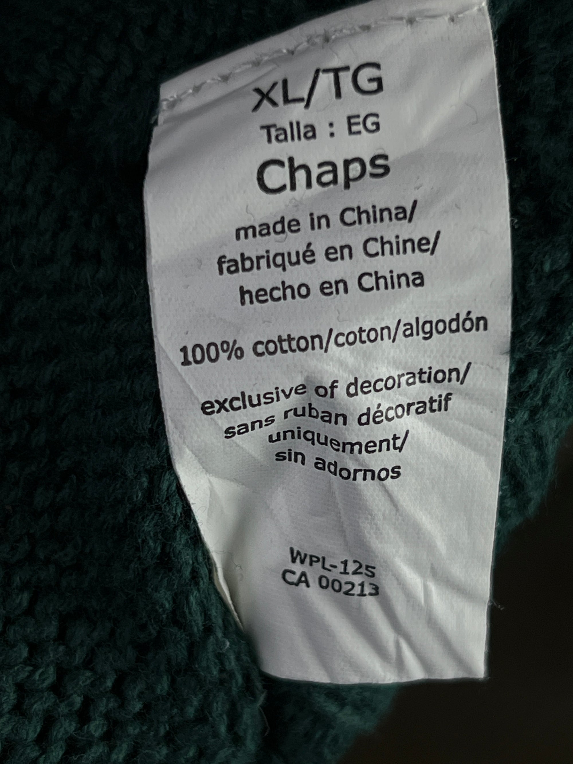 CHAPS® Large | Chest: 23.5" | Forest Green | Knit Sweater | Cotton | 1848 - Genuine Maal