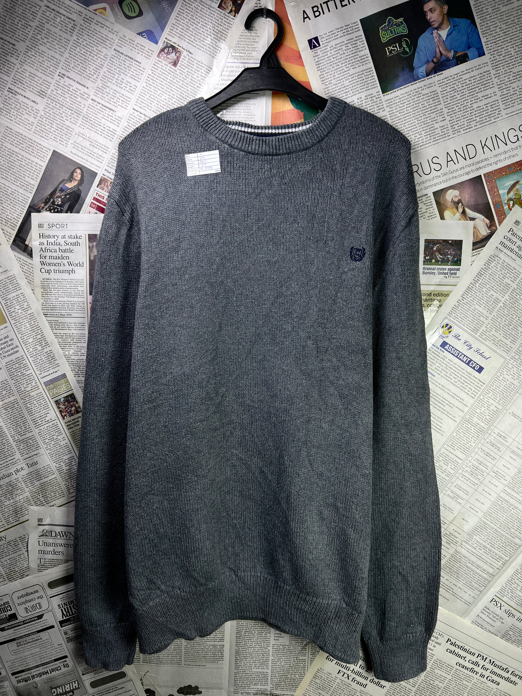 CHAPS® Large | Chest: 24" | Dark Grey | Knit Sweater | Cotton | 1846 - Genuine Maal