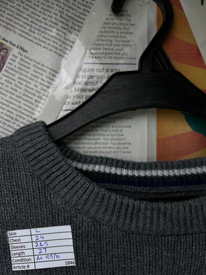 CHAPS® Large | Chest: 24" | Dark Grey | Knit Sweater | Cotton | 1846 - Genuine Maal