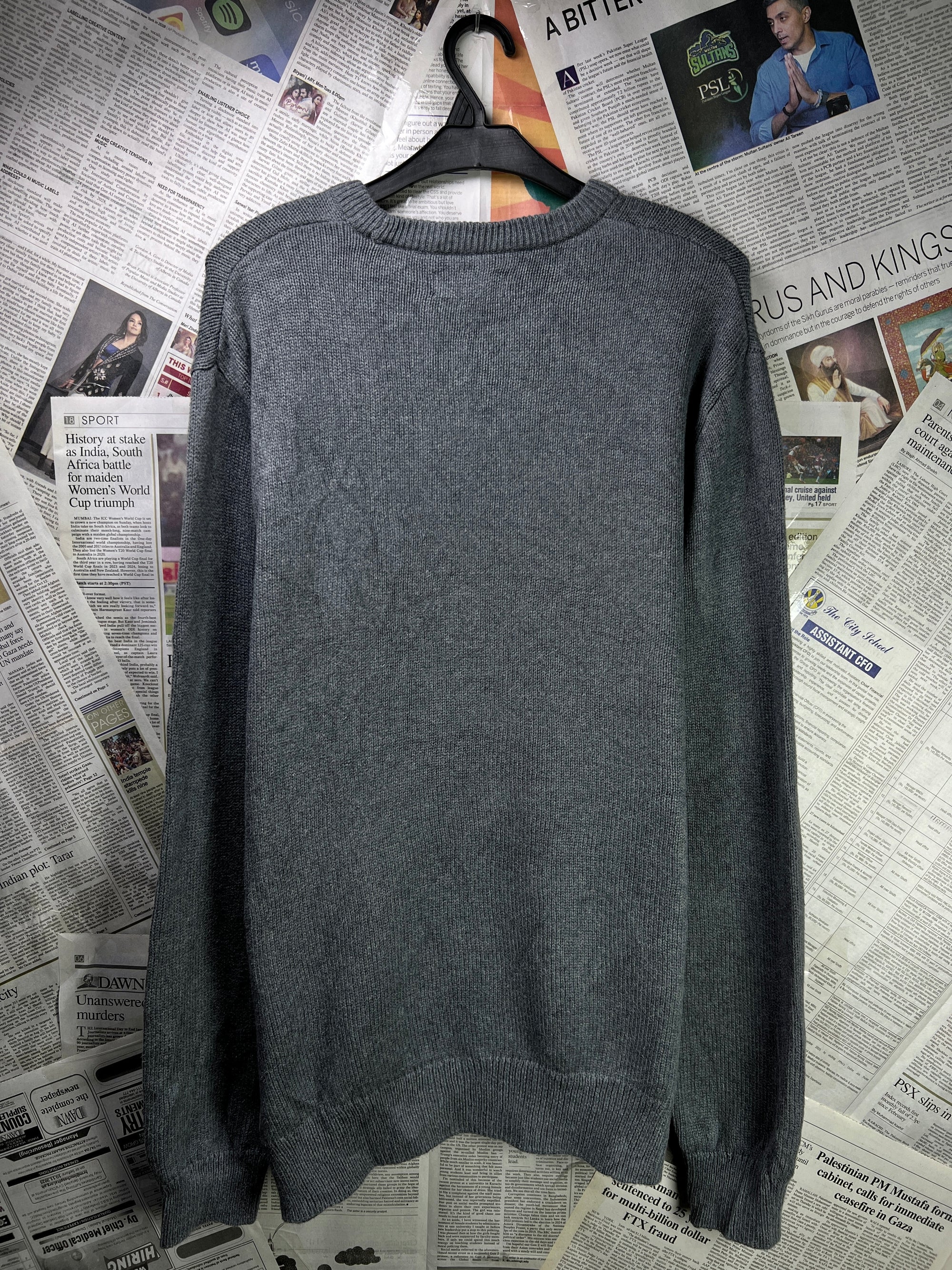 CHAPS® Large | Chest: 24" | Dark Grey | Knit Sweater | Cotton | 1846 - Genuine Maal